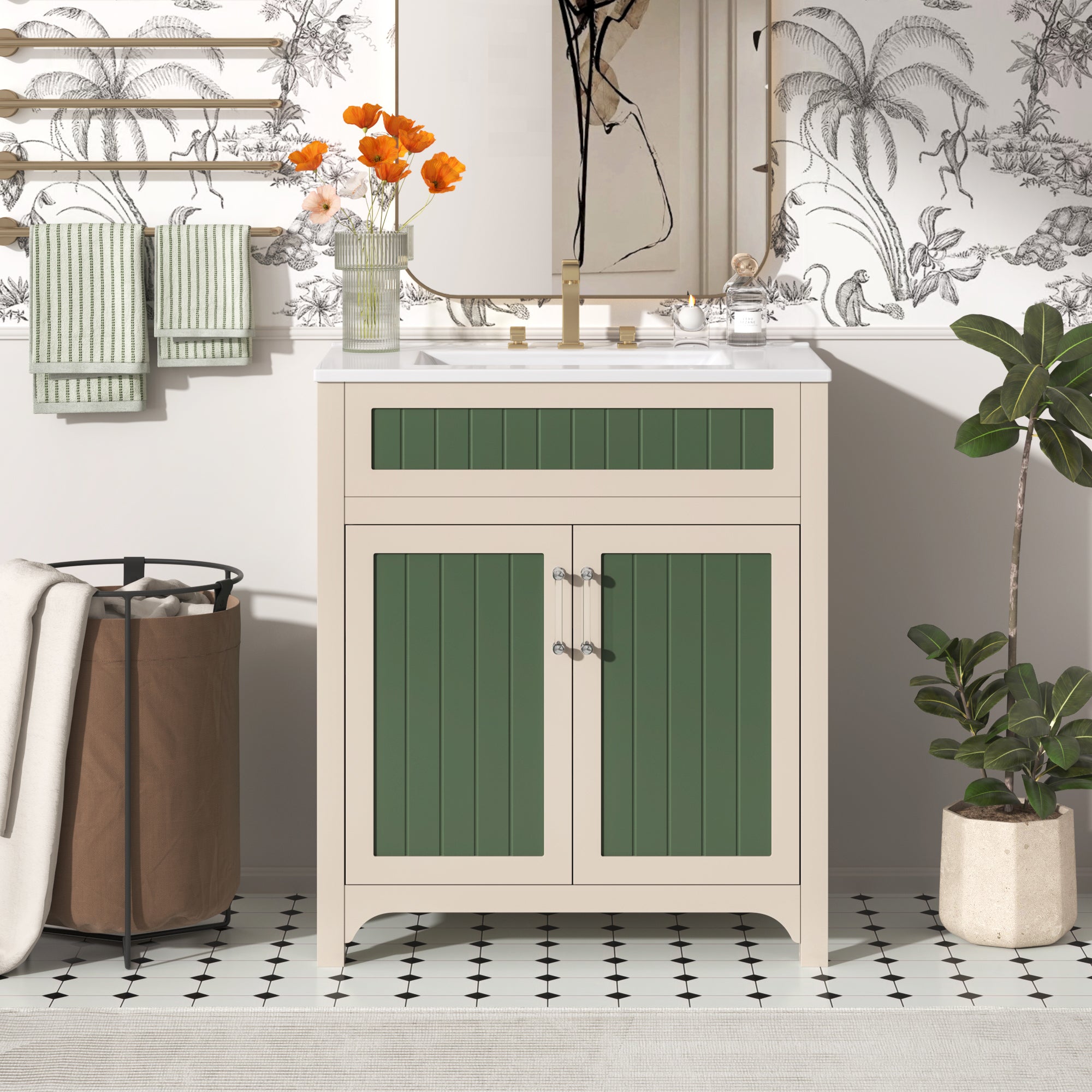 30" Modern Bathroom Vanity with Ceramic Sink