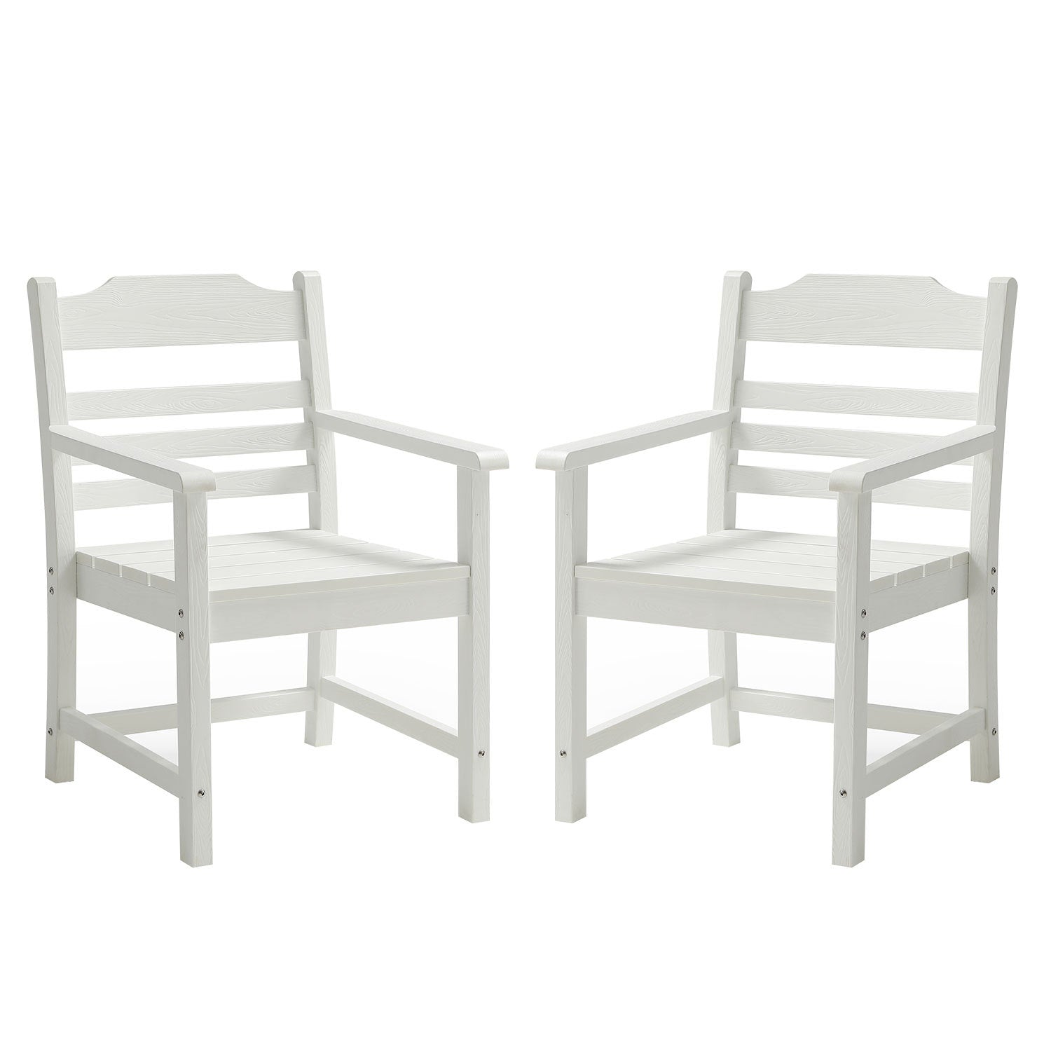 White Patio Chairs with Armrests (Set of 2)