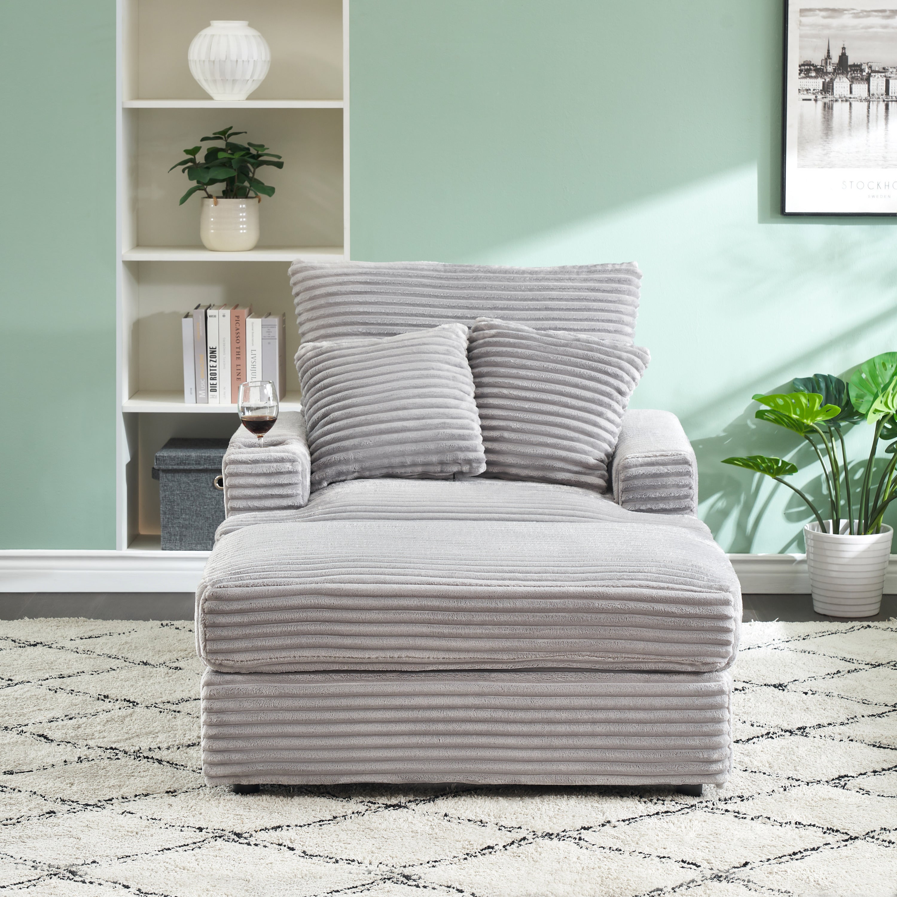 Spring Corduroy Armchair & Ottoman Set (39")