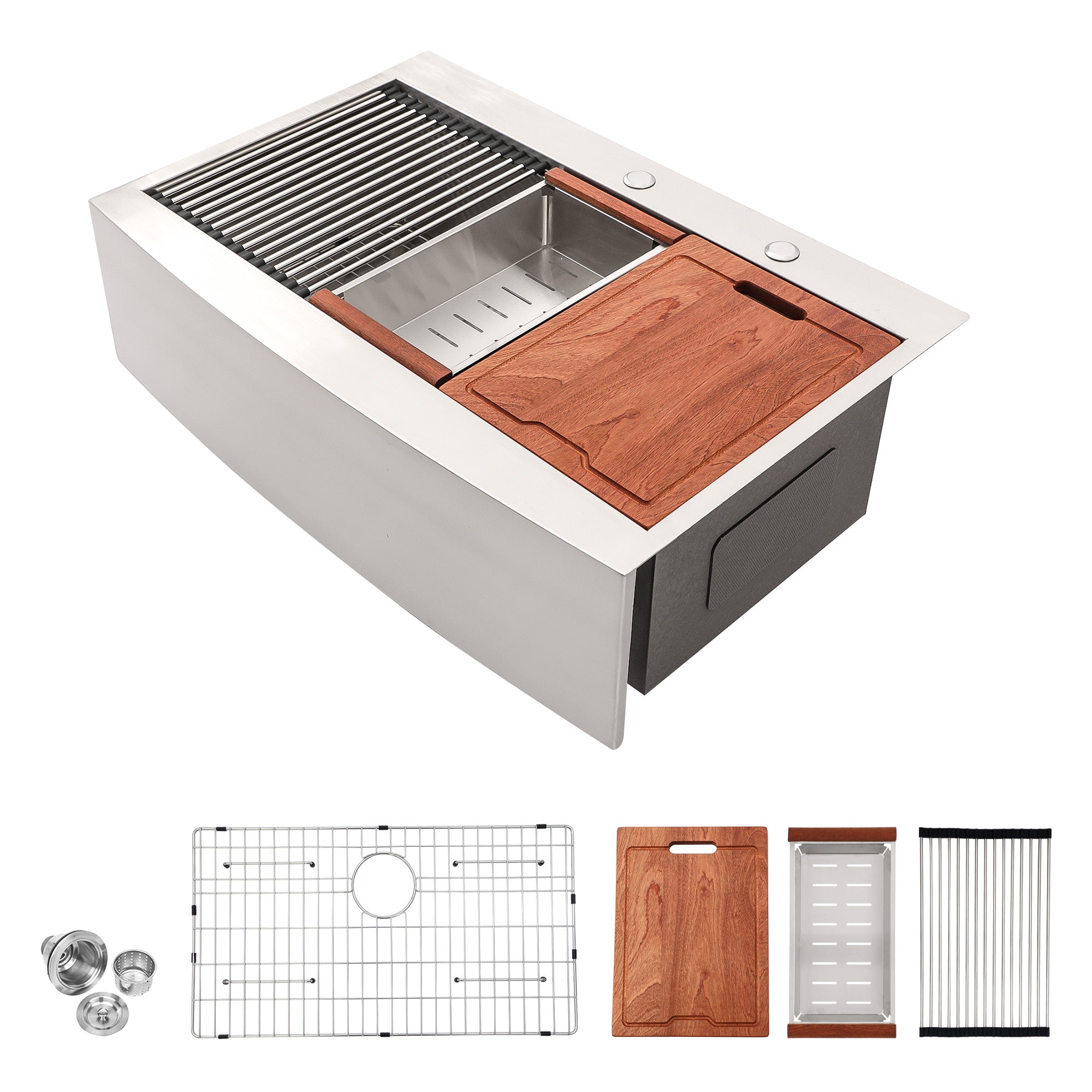 33" Farmhouse Apron Sink: Stainless Steel Workstation