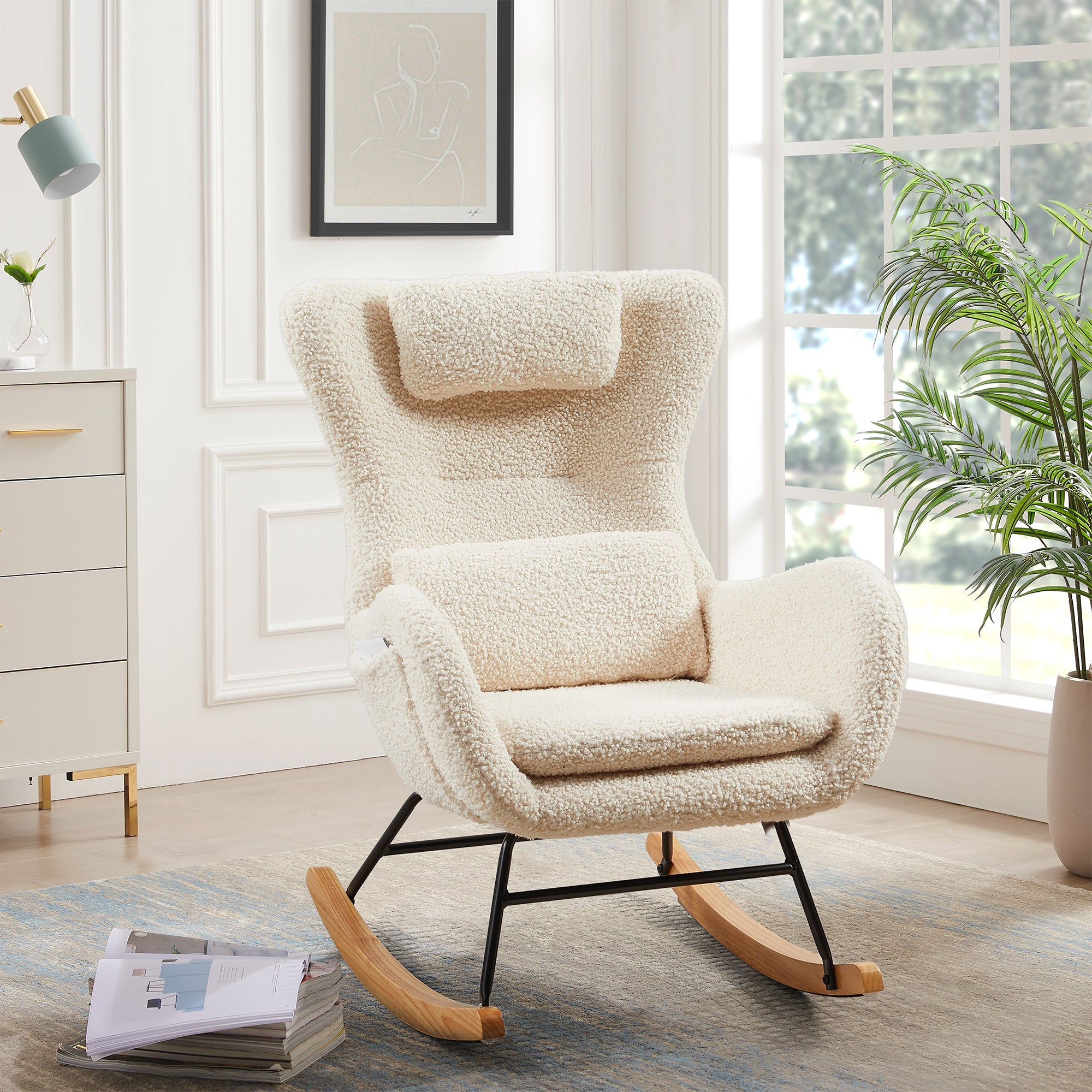 Modern Nursery Rocking Chair | High Back & Comfy