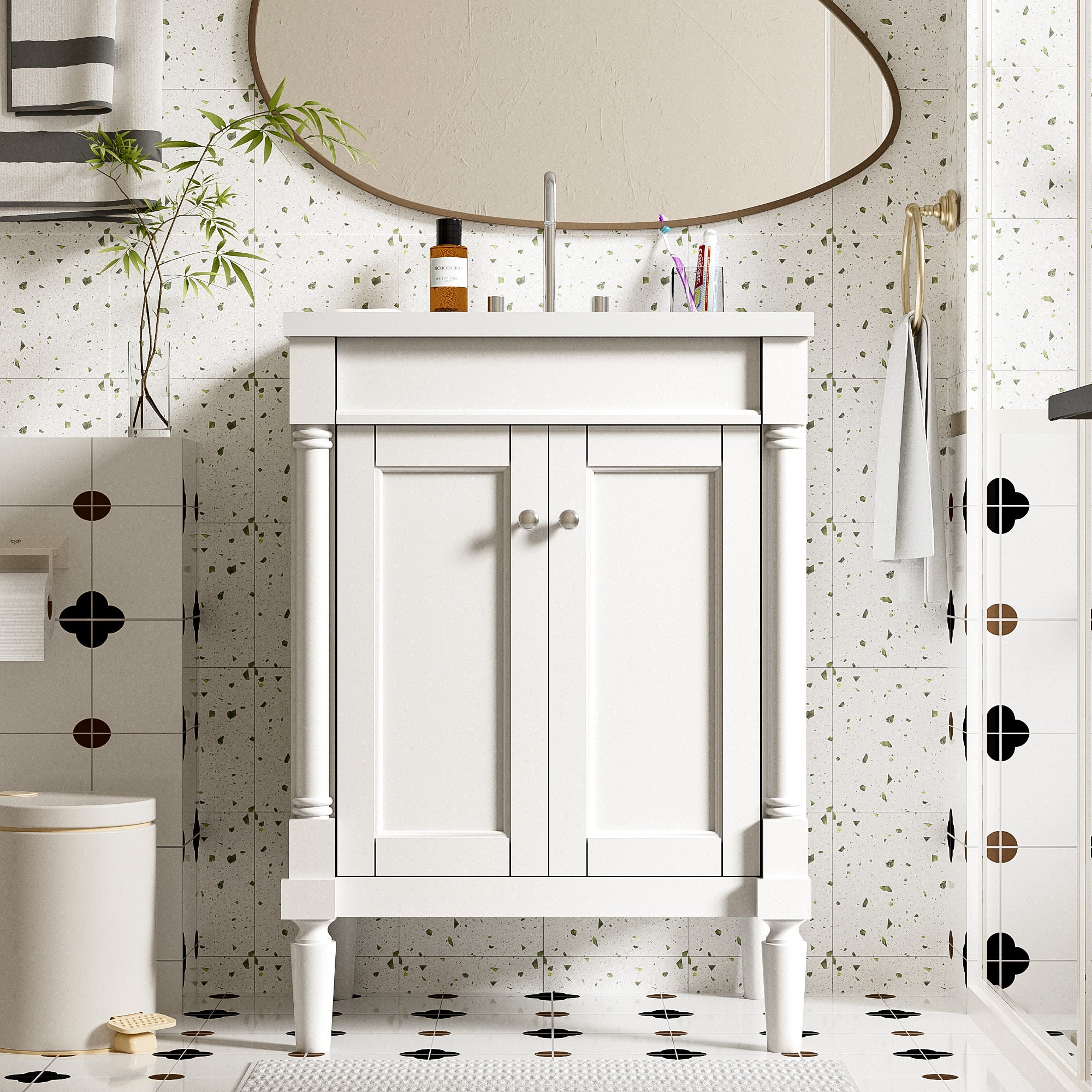 24" Modern Bathroom Vanity with Double Storage