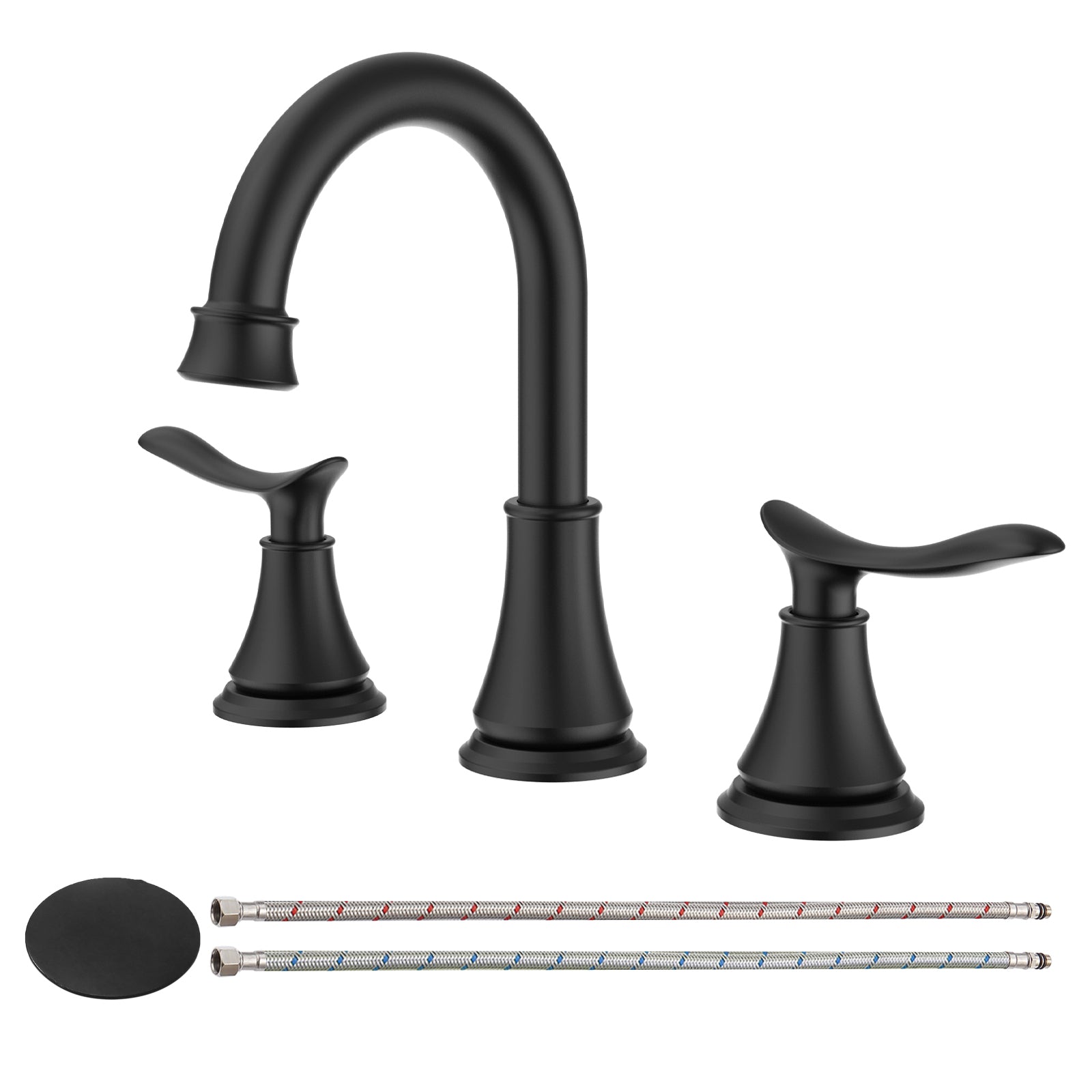 Matte Black 8" Widespread Bathroom Faucet