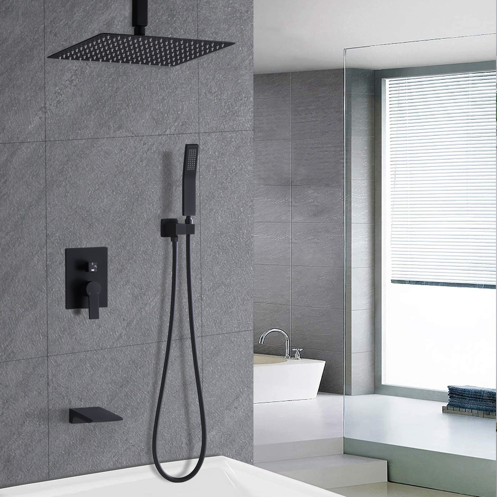 12" Waterfall Shower System w/Handheld