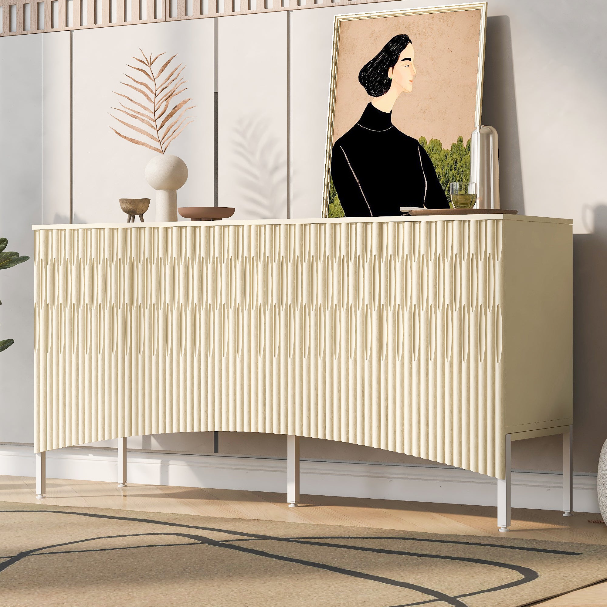 Elegant Curved Sideboard: 4-Door Style