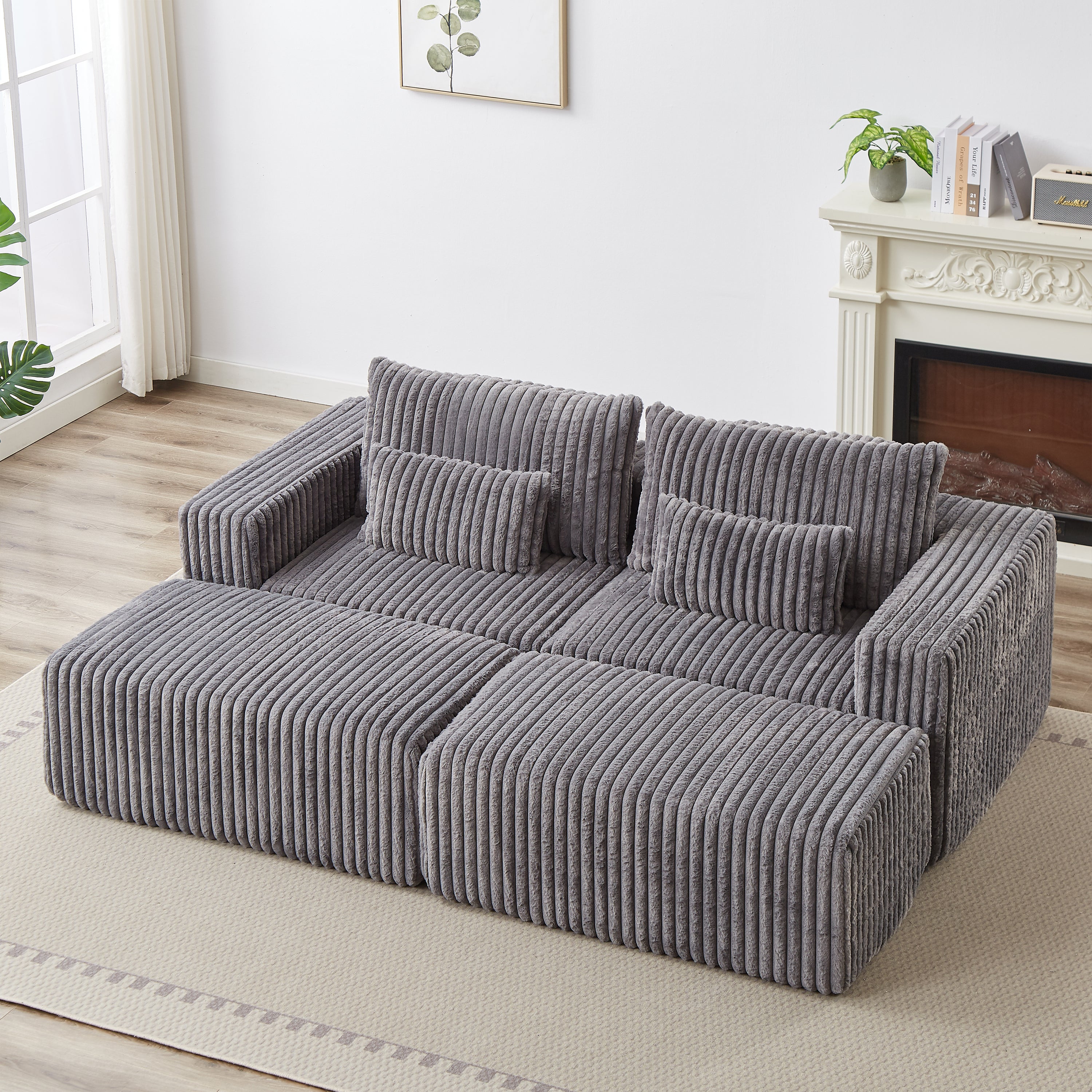Oversized Sectional Sofa: Plush & No Assembly