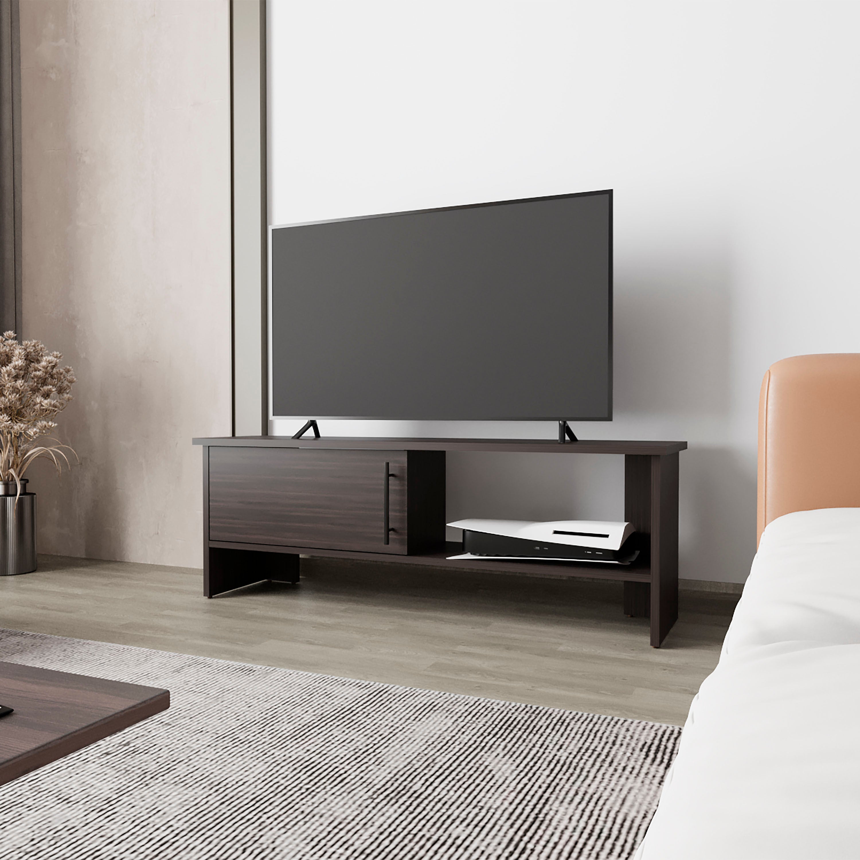 Rock Point Entertainment Center, Stained Walnut, Door & Storage