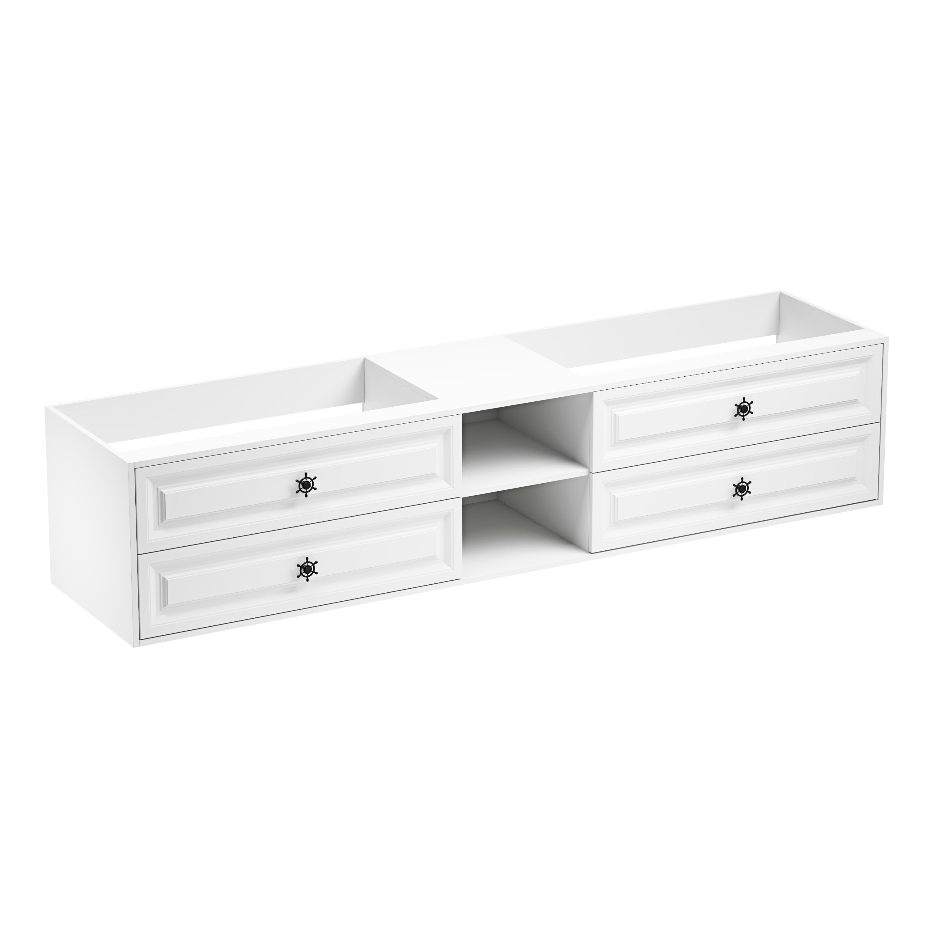 96" Double Vanity Cabinet: Wall Hung, No Top