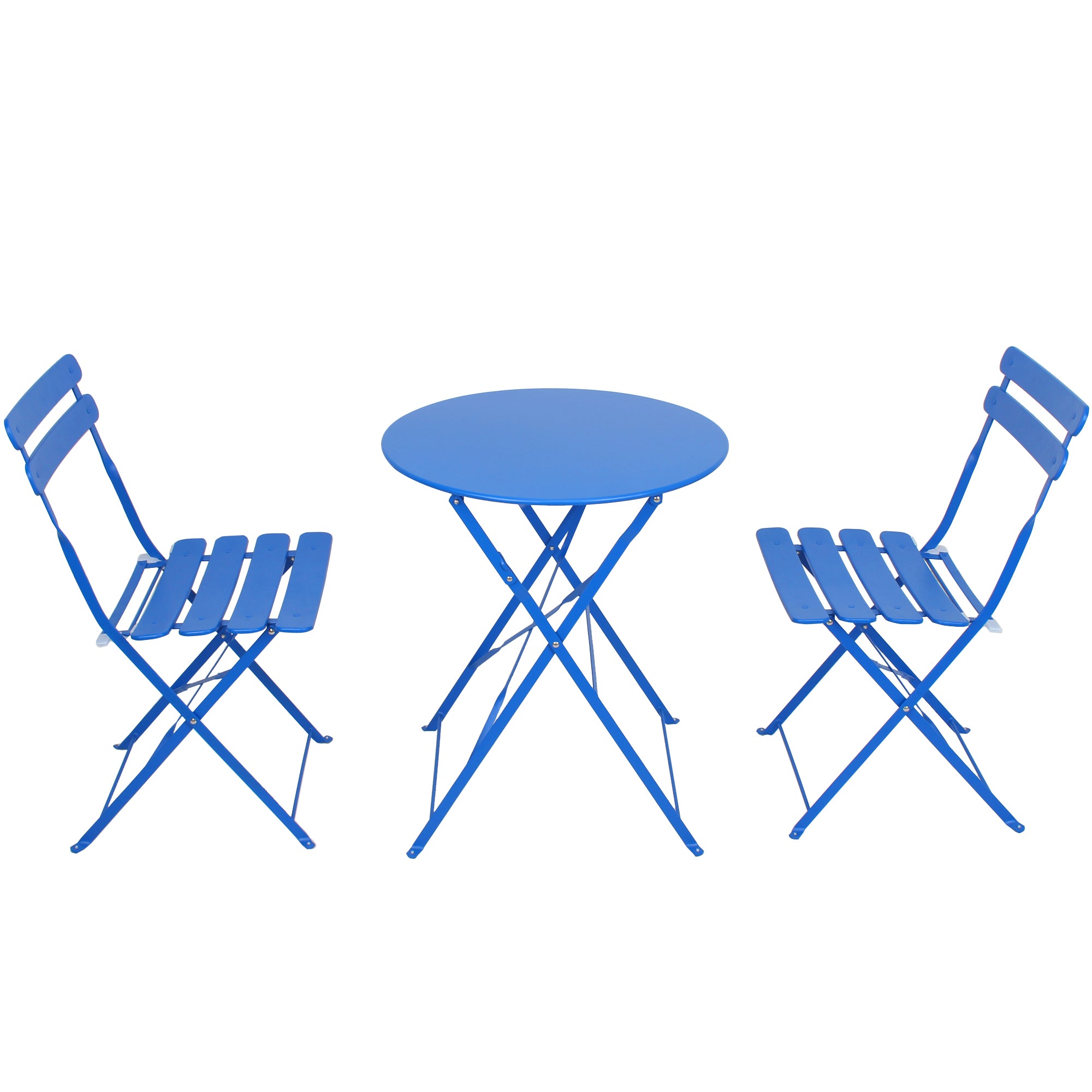 Blue Metal Patio Bistro Set: 3-Piece Chair Table