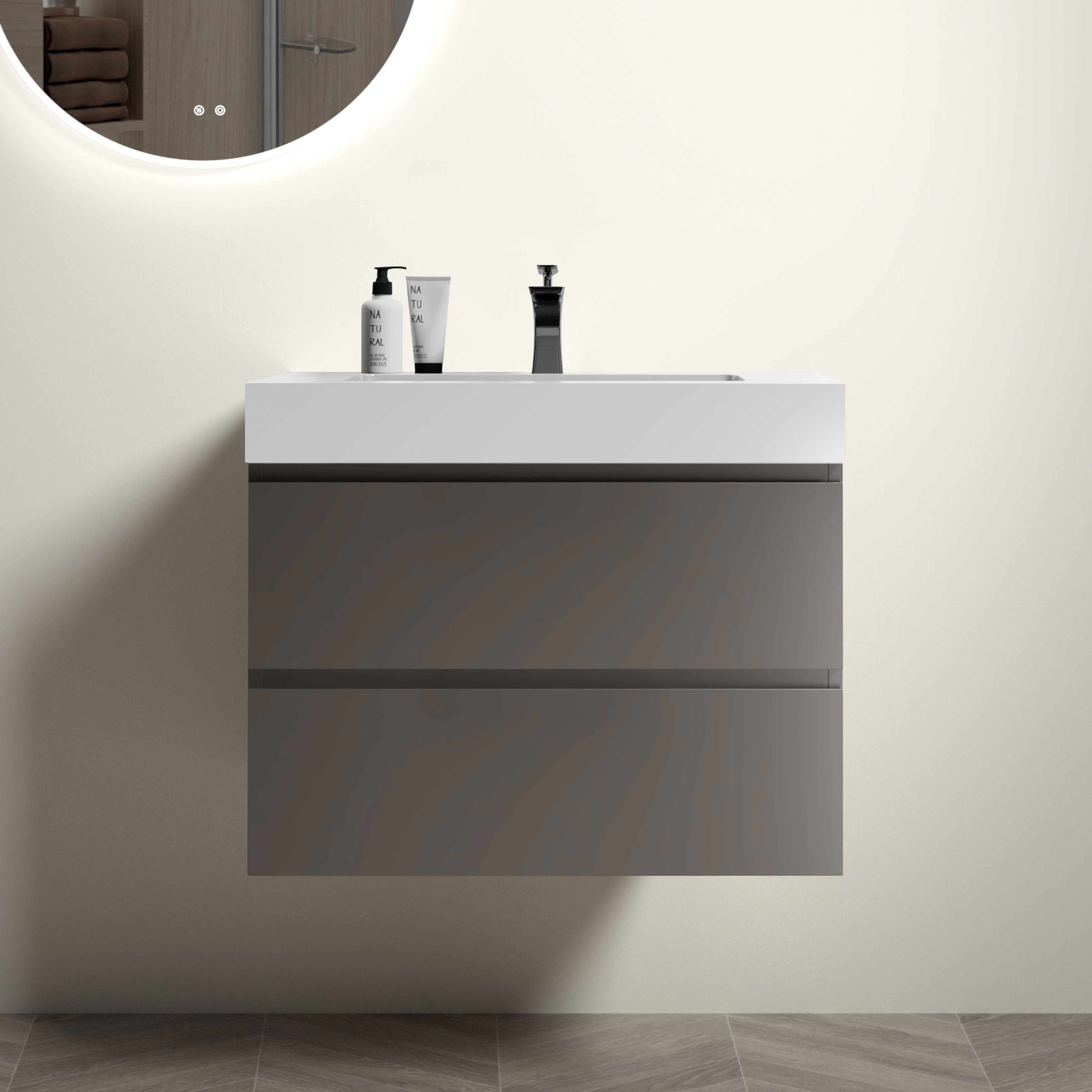Alice 30" Gray Floating Bathroom Vanity