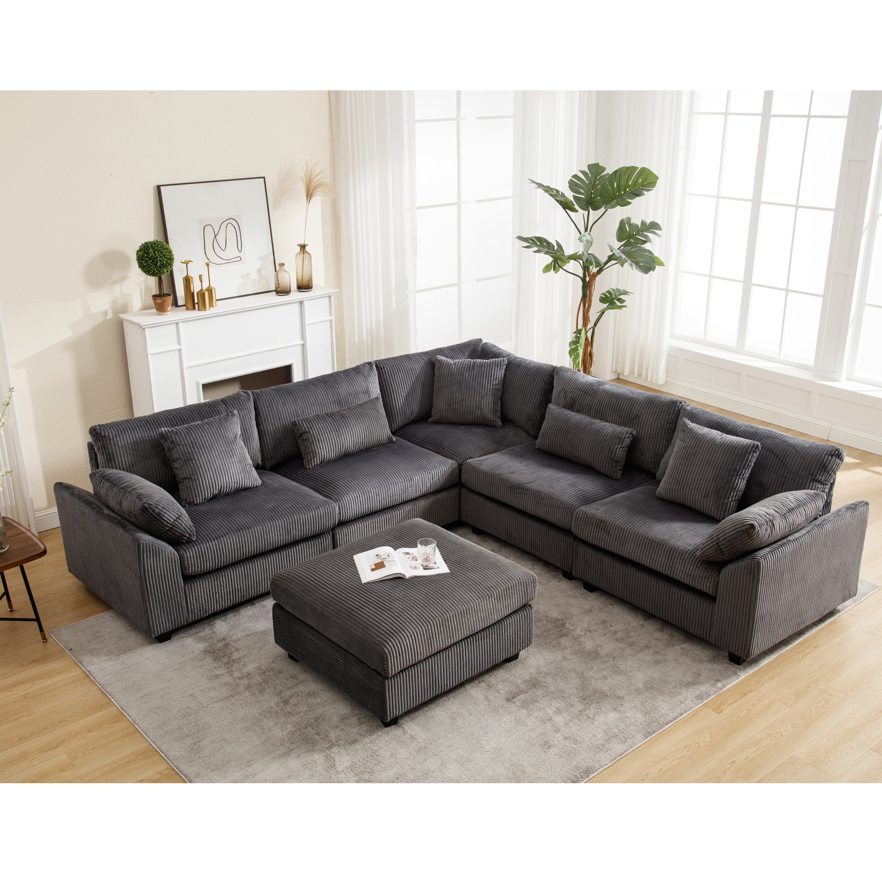 Oversized Modular Sectional Sofa: Dark Gray
