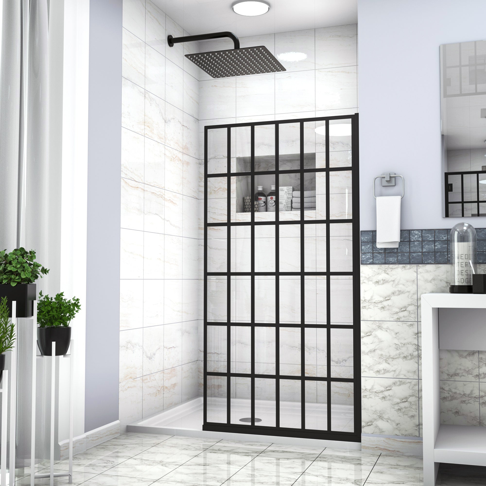 Frameless Shower Door: 38"W x 72"H Matte Black
