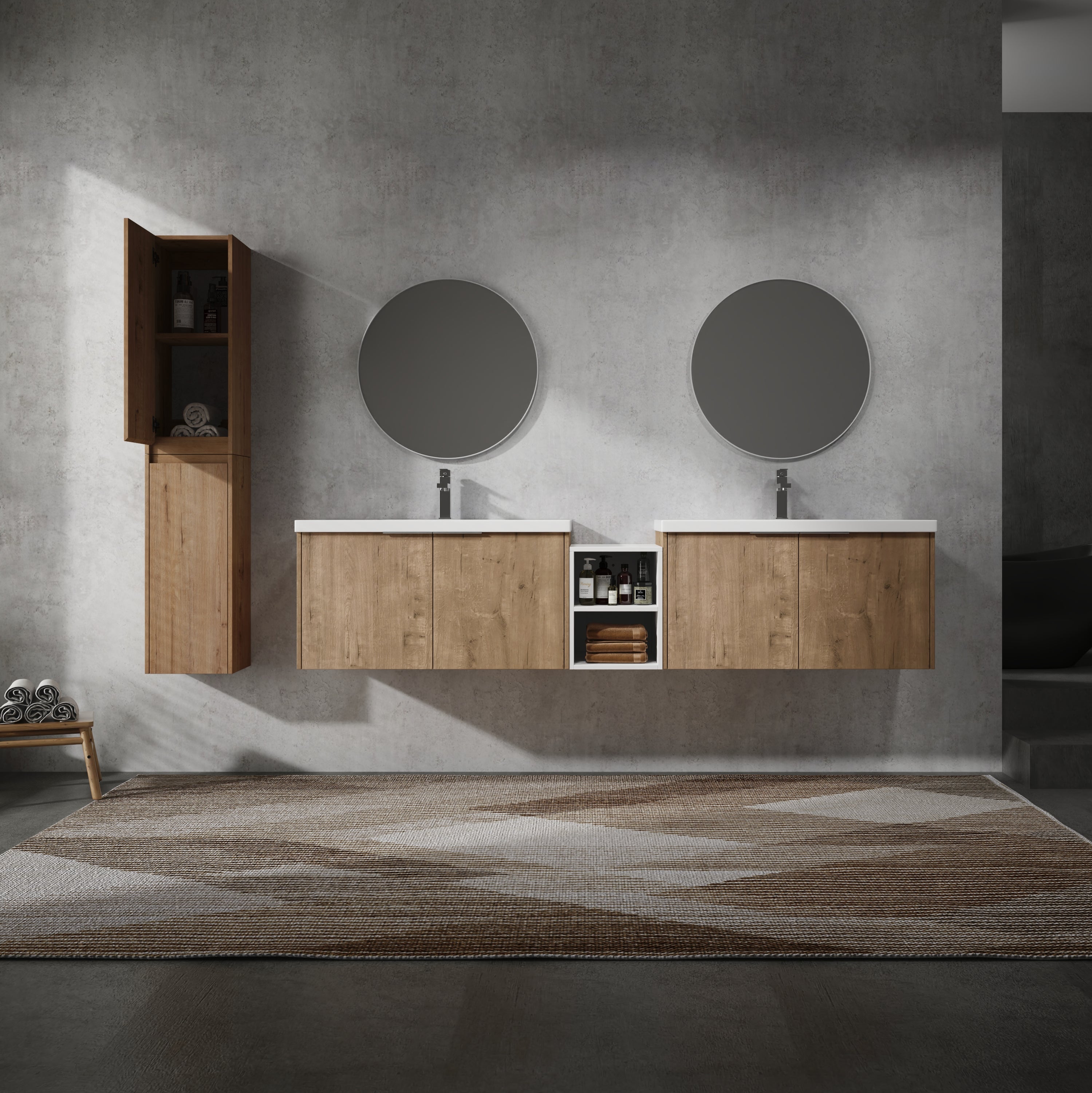 Wall-Mounted Bathroom Vanity with Sink & Cabinet