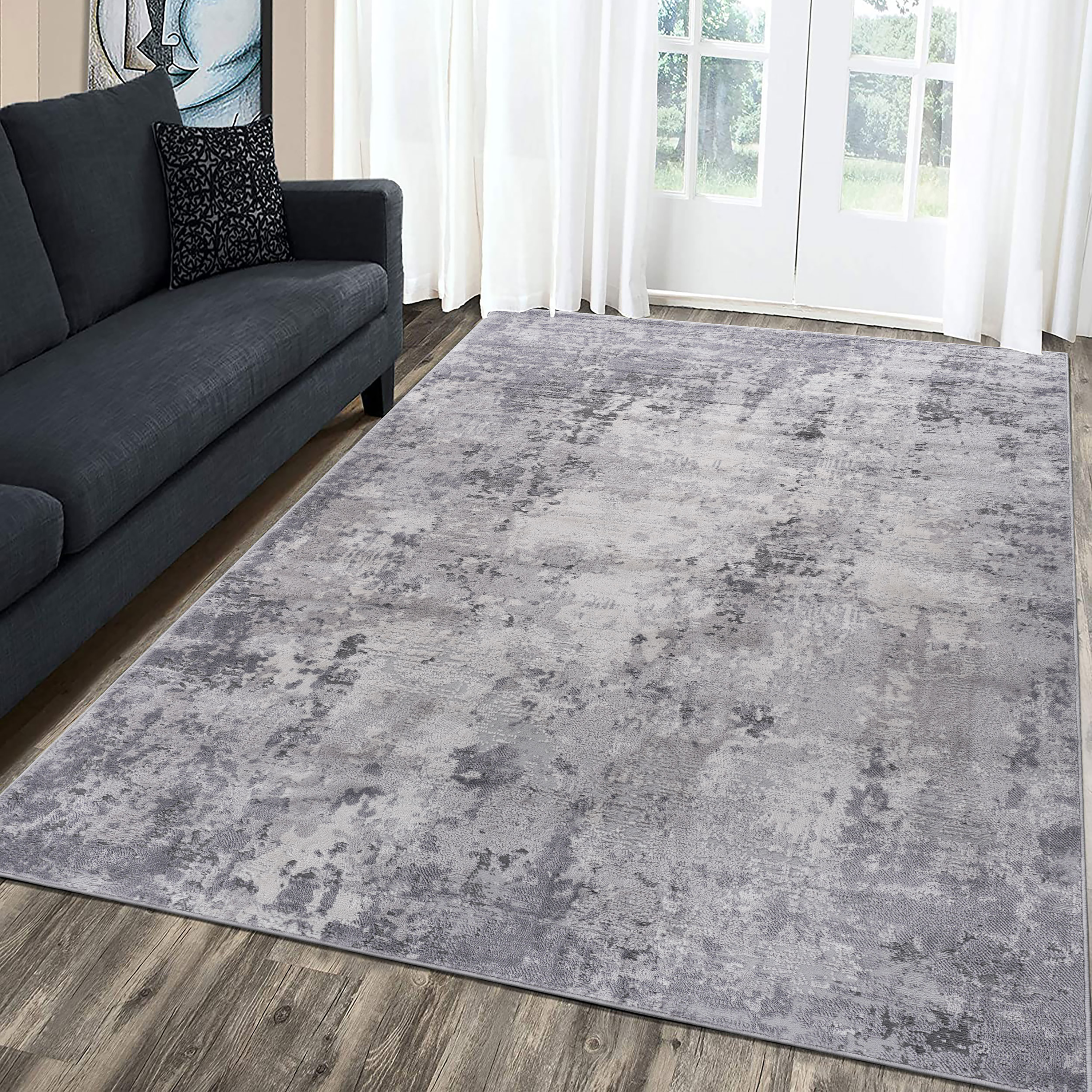 Grey Area Rug: Stylish, Stain-Resistant 8x10