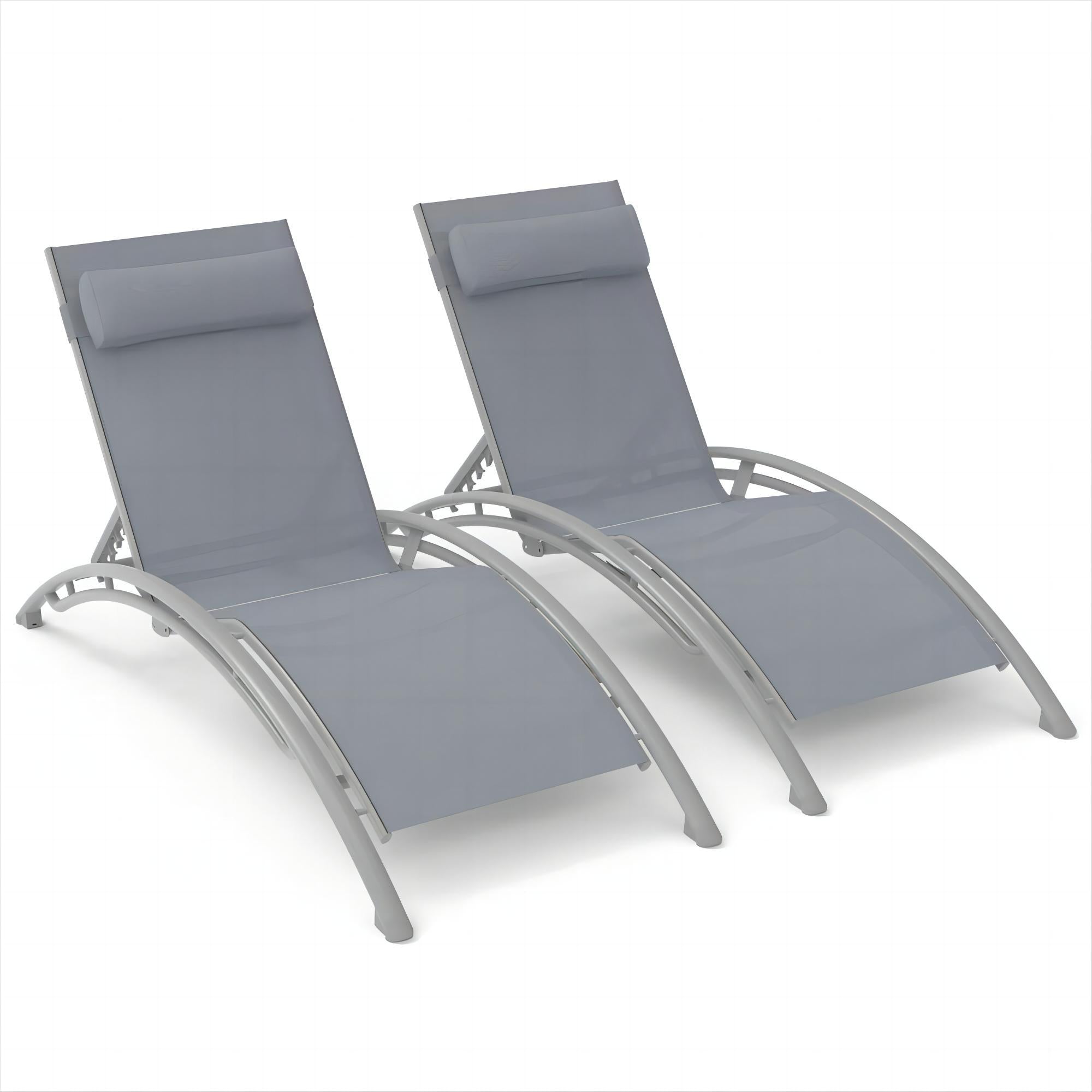 Patio Chaise Lounge Set: 2 Adjustable Recliners
