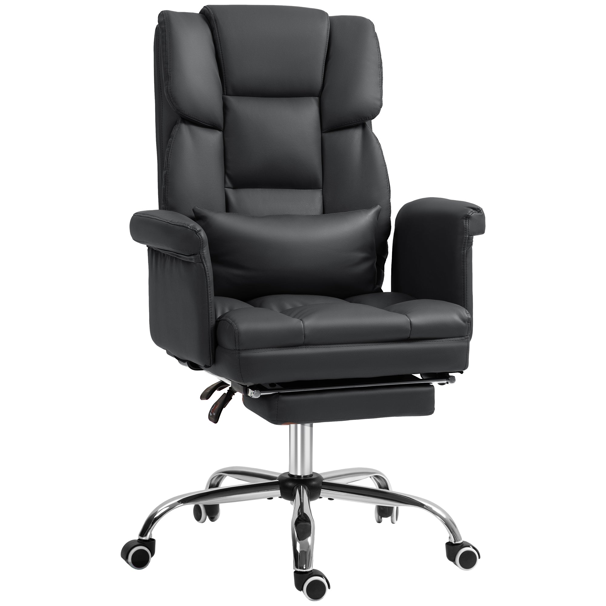 Executive Office Chair, PU Leather, Reclining, Black