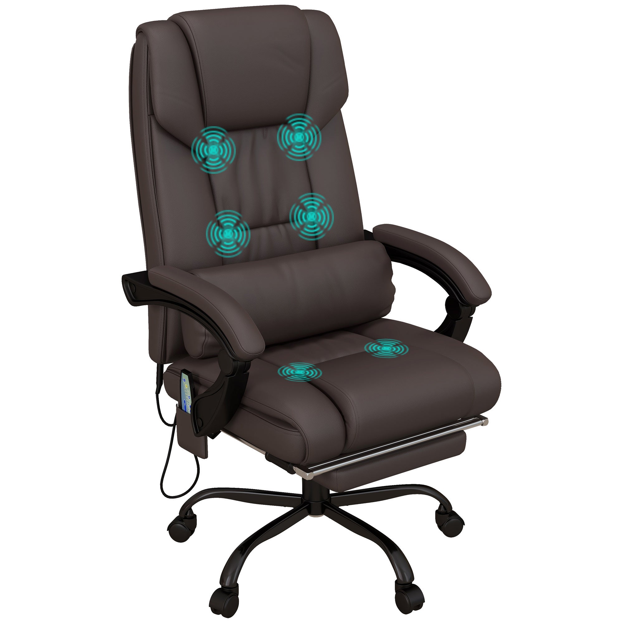 Vibrating Massage Office Chair w/ Footrest & Remote - Brown