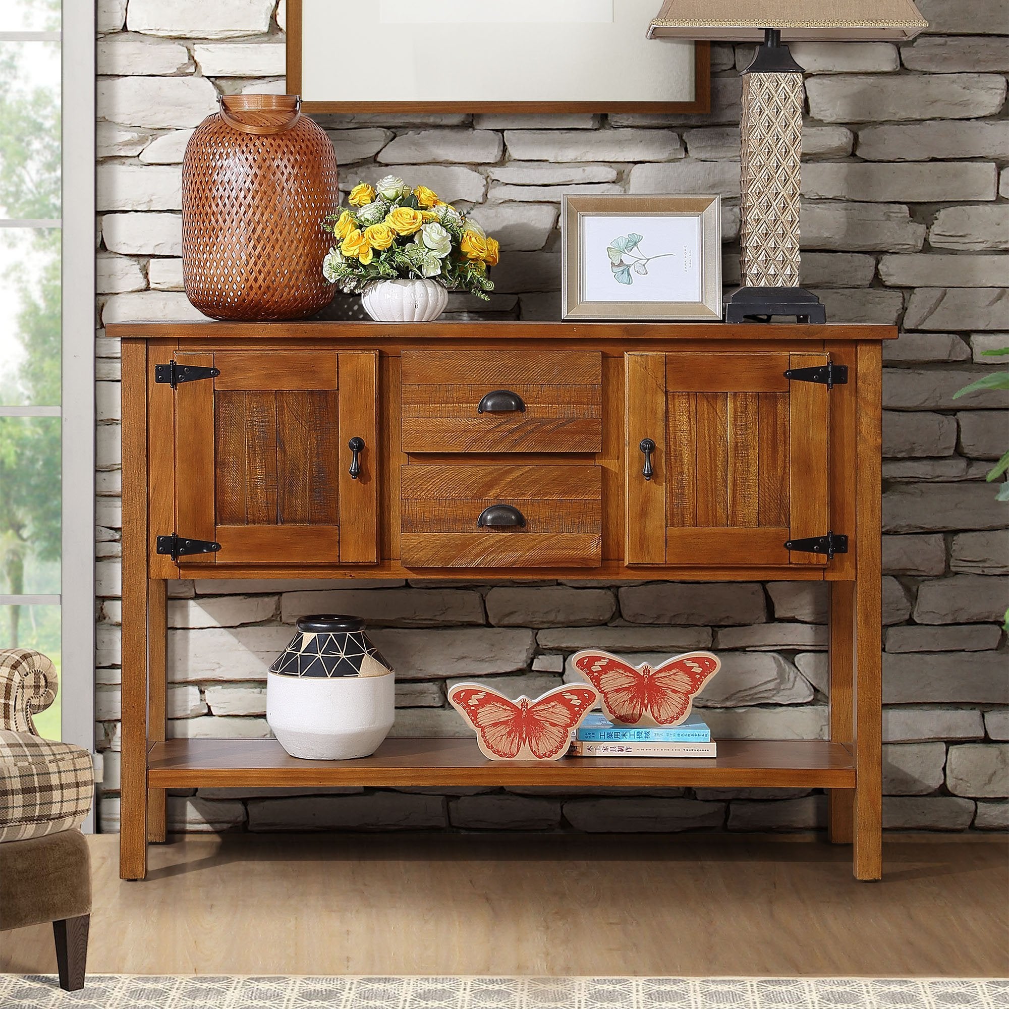 Retro Sideboard: 48" Wood Console Table w/Storage