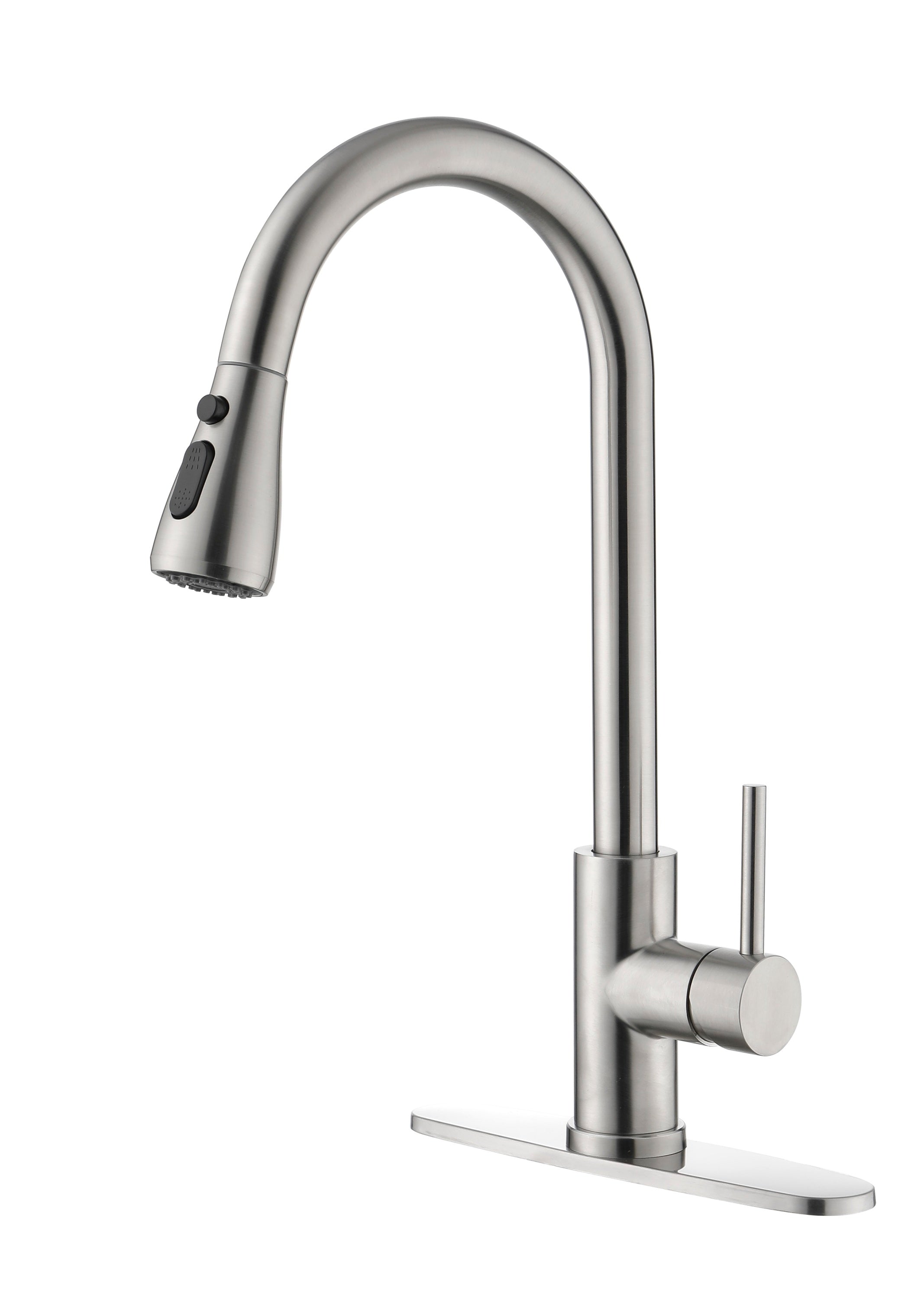 High-Arc Brushed Nickel Kitchen Faucet with Sprayer