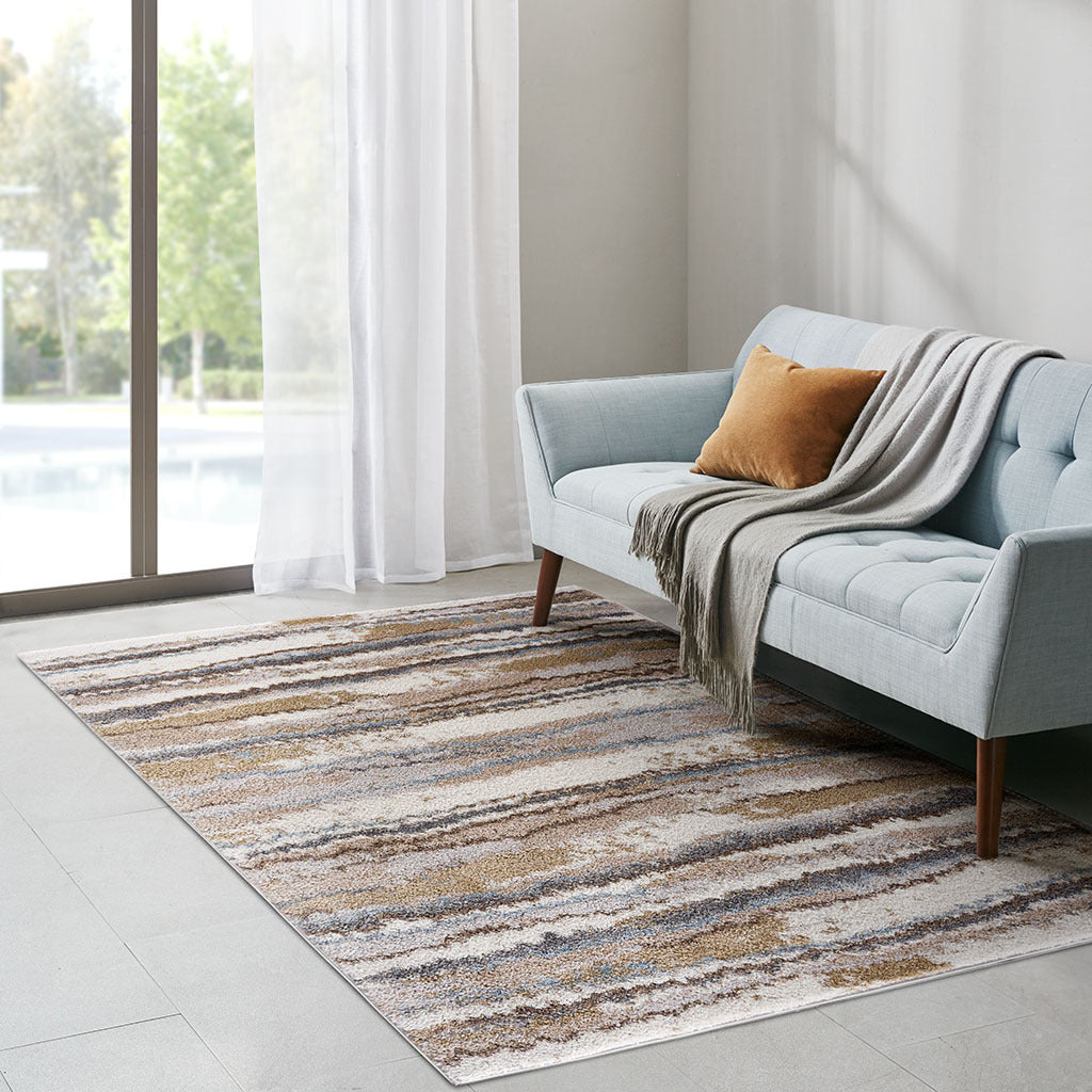 Woven Watercolor Abstract Stripe Rug