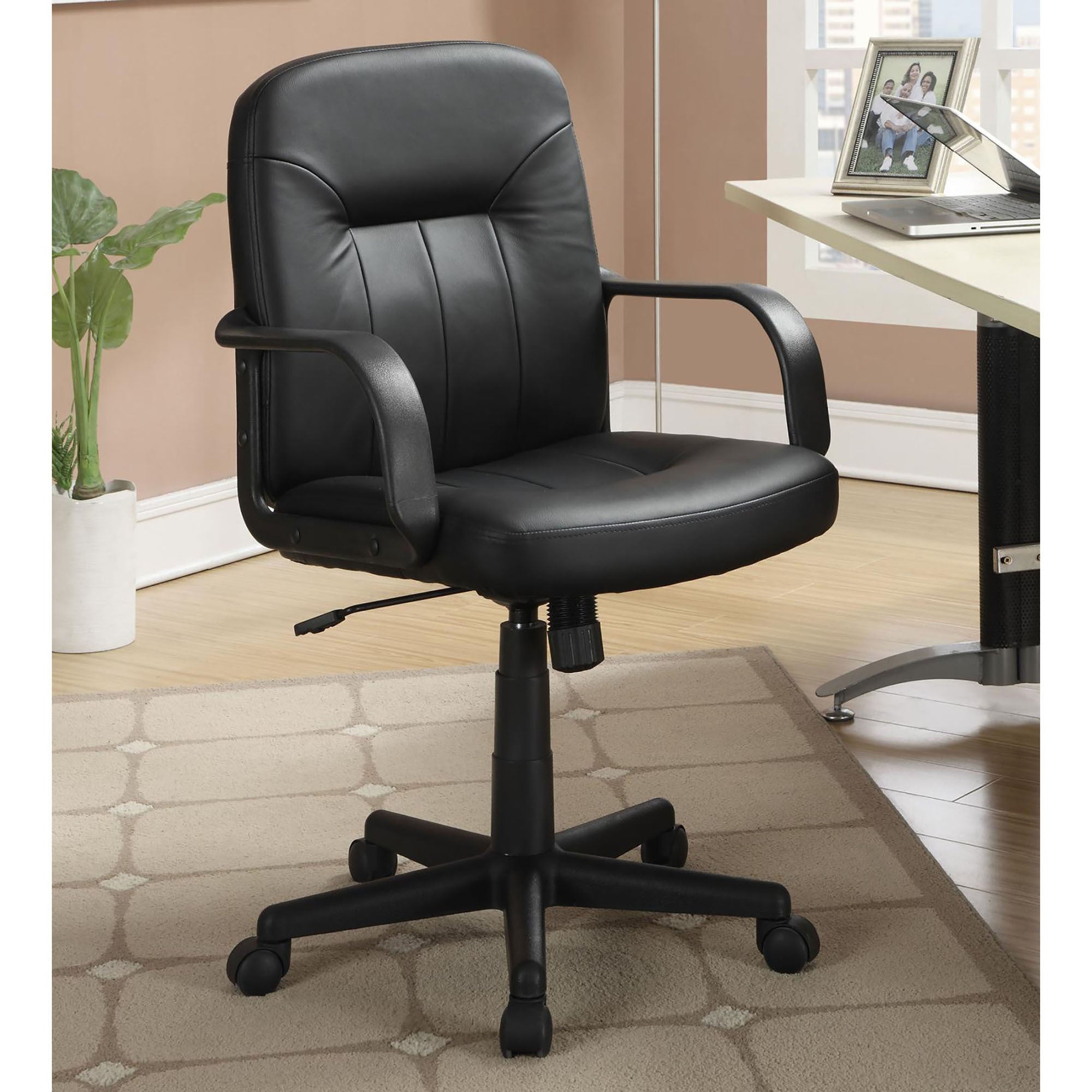 Black Office Chair with Casters | Ergonomic & Adjustable
