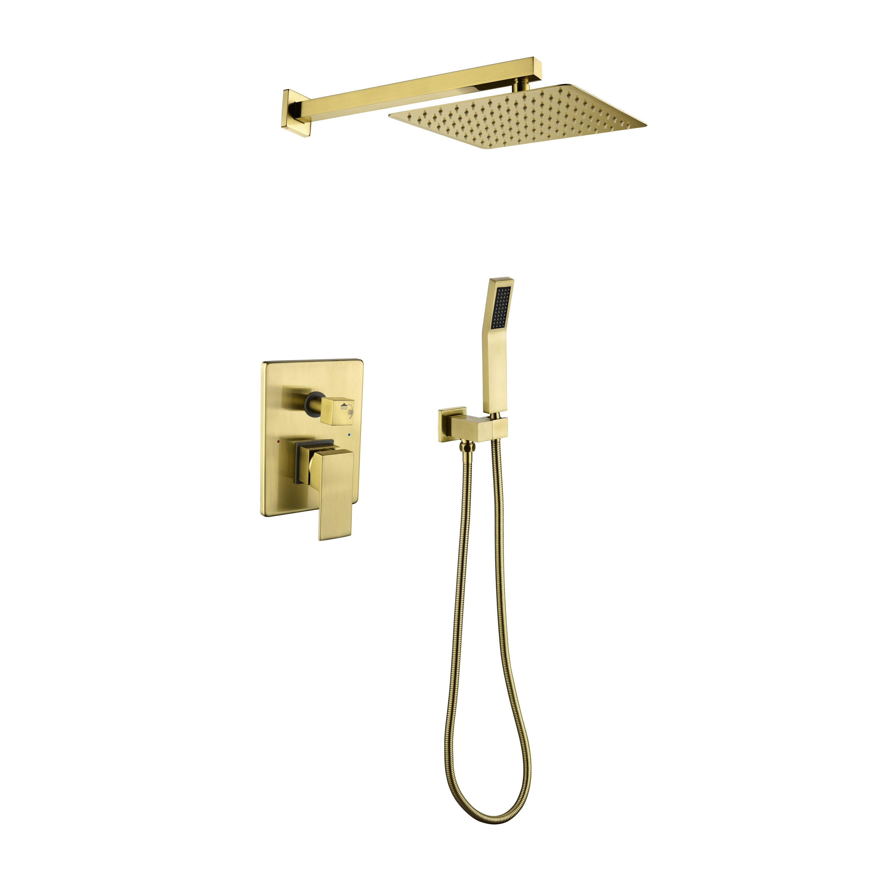 Gold Rain Shower Head Set: 10" High Pressure