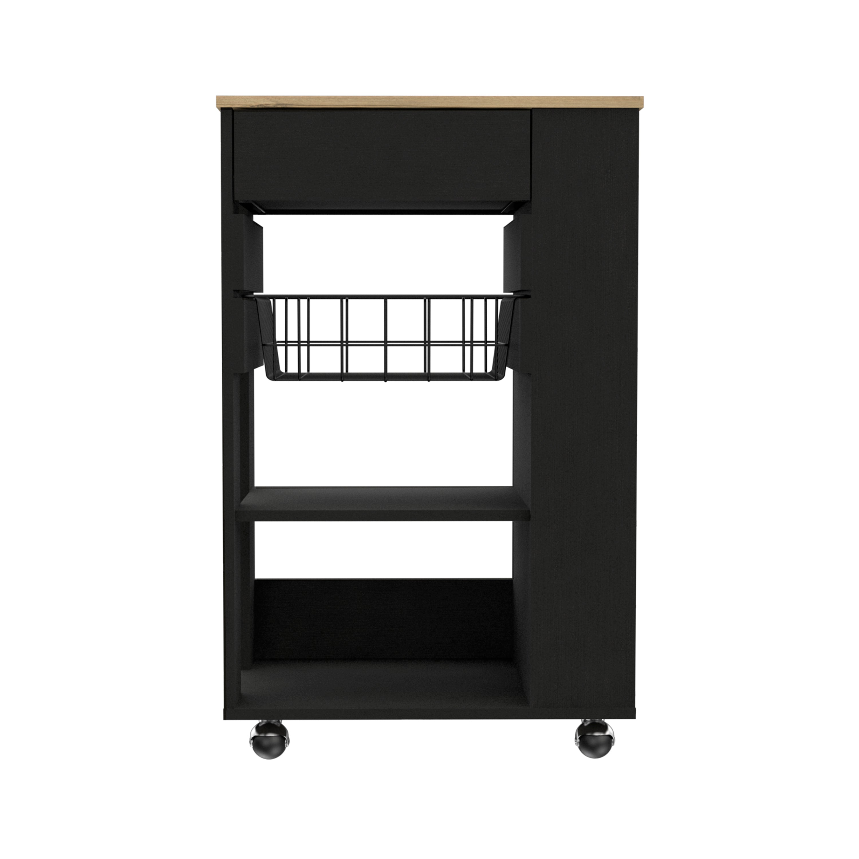 Sonex Kitchen Cart, Black & Light Oak