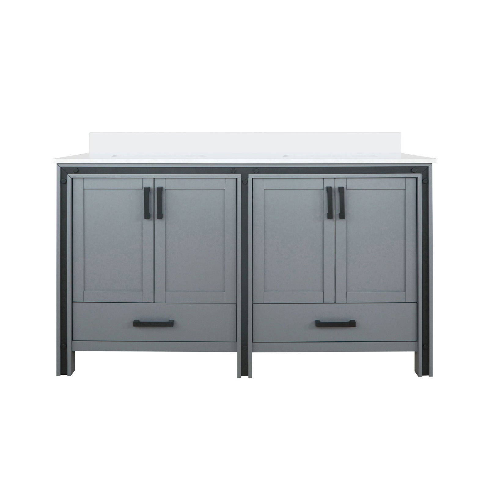 60" Dark Grey Double Bath Vanity w/ White Quartz