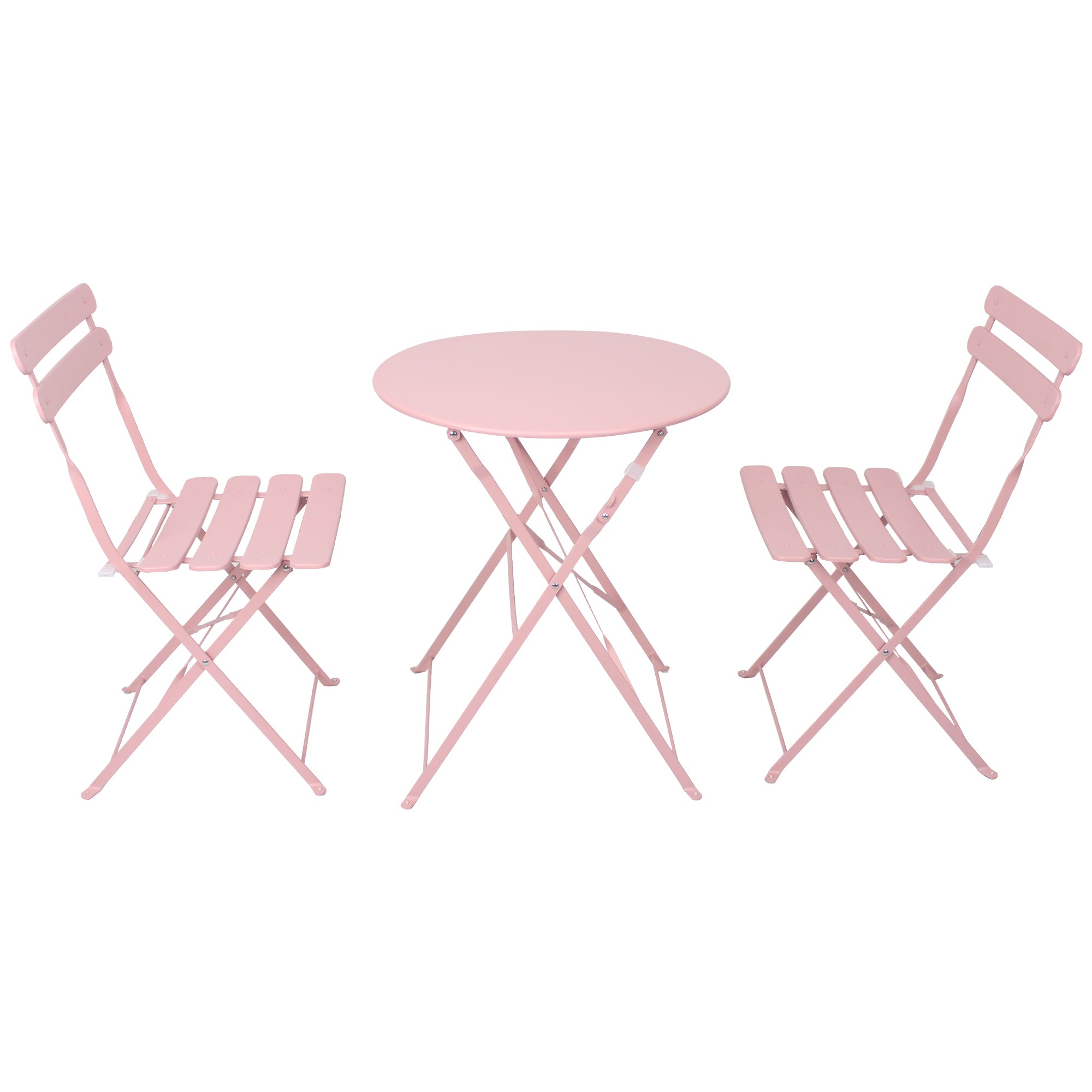 Pink Metal Patio Bistro Set: 3-Piece Chair Table