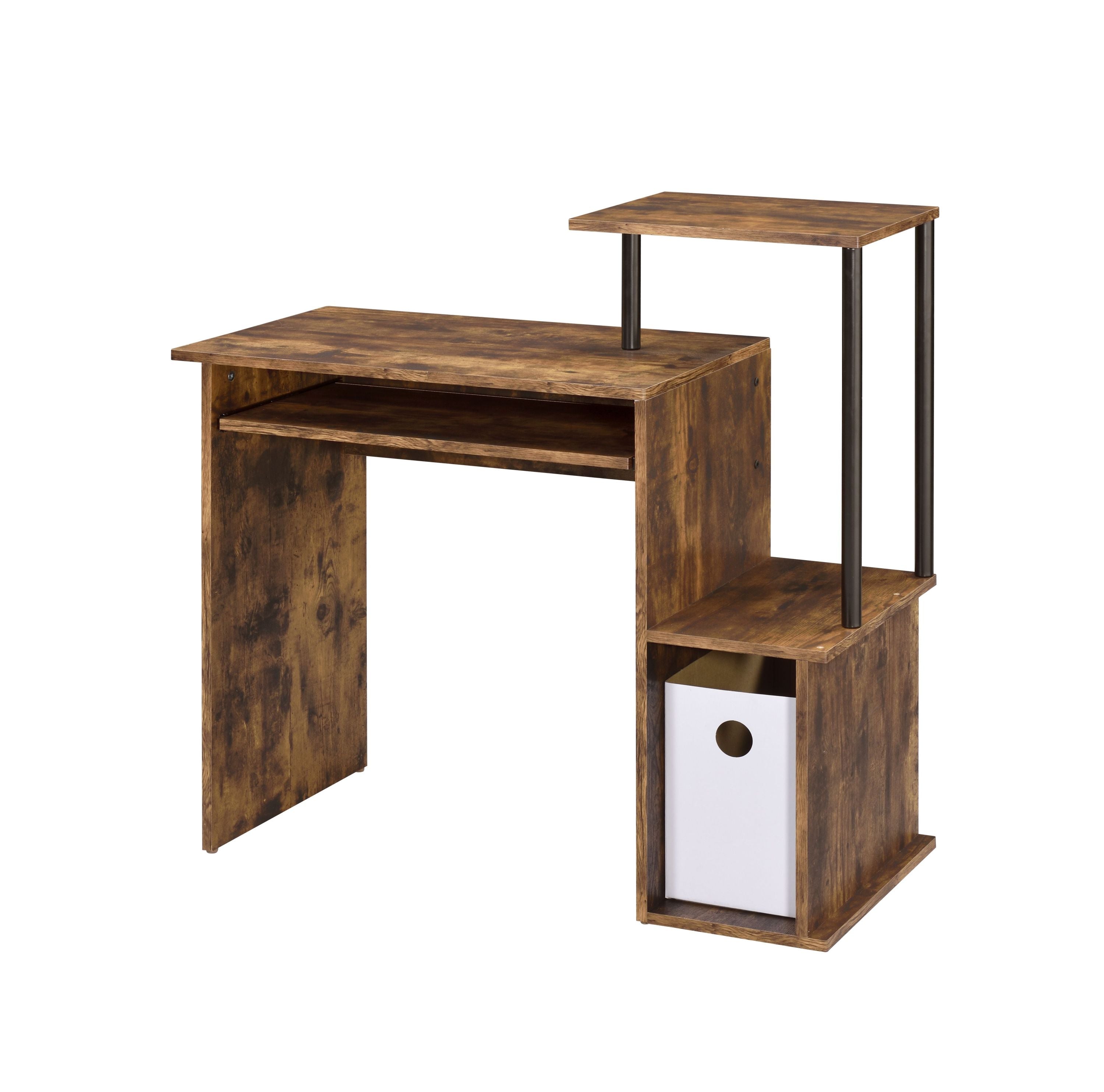 Weathered Oak & Black Computer Desk w/ Keyboard Tray