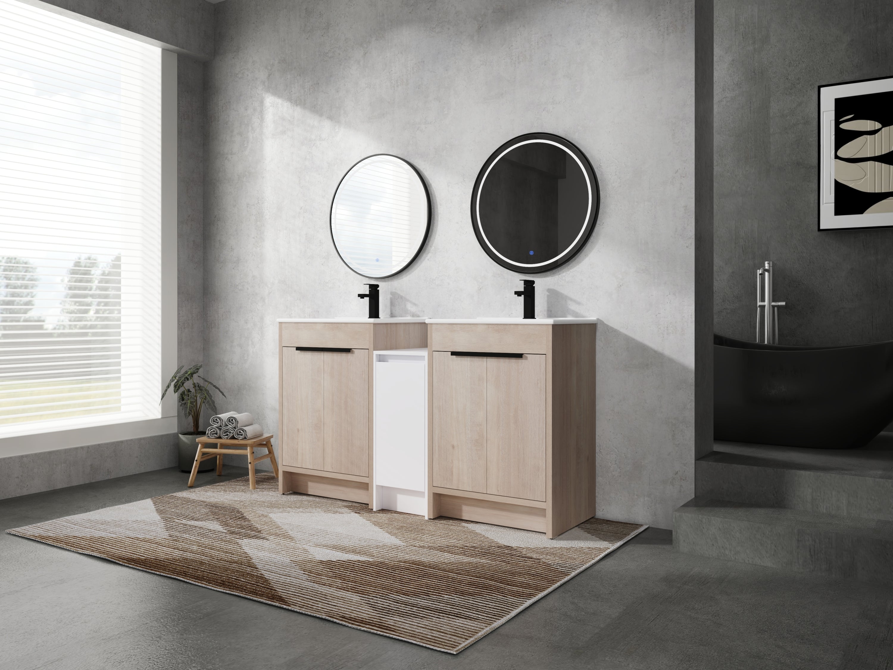 60" Freestanding Bathroom Vanity w/ Sink & Storage