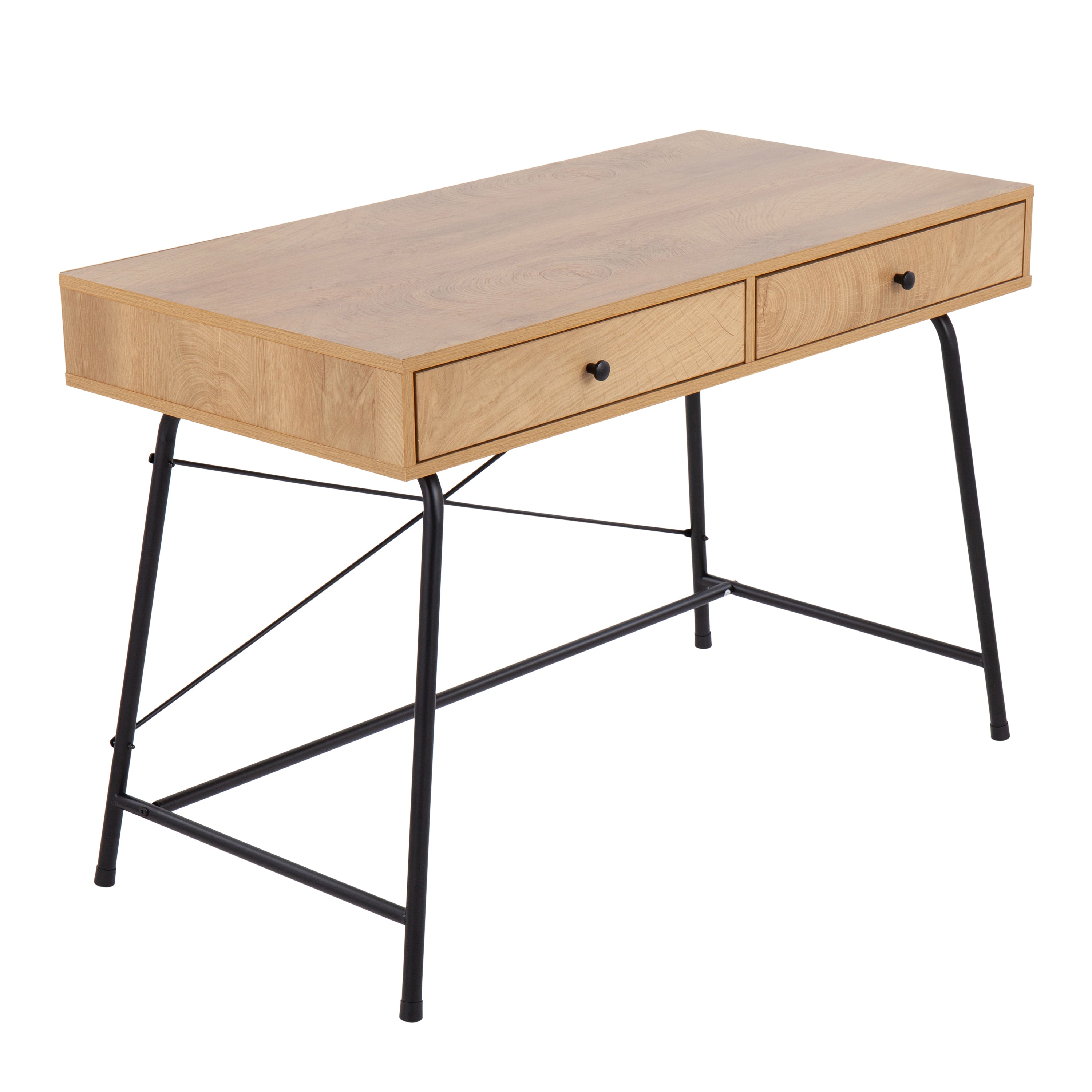 Casper Industrial Desk, Black Steel & Brown Wood | LumiSource