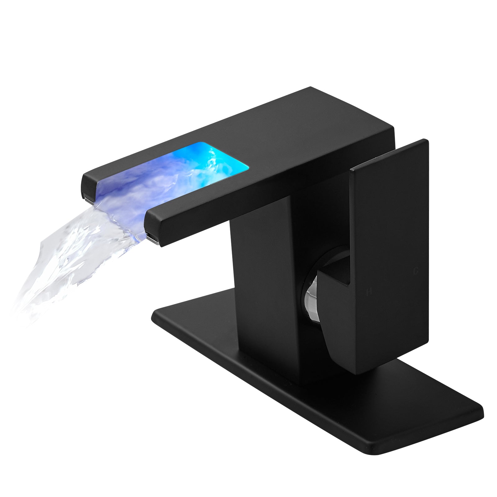 LED Waterfall Bathroom Faucet - Black, 3 Colors