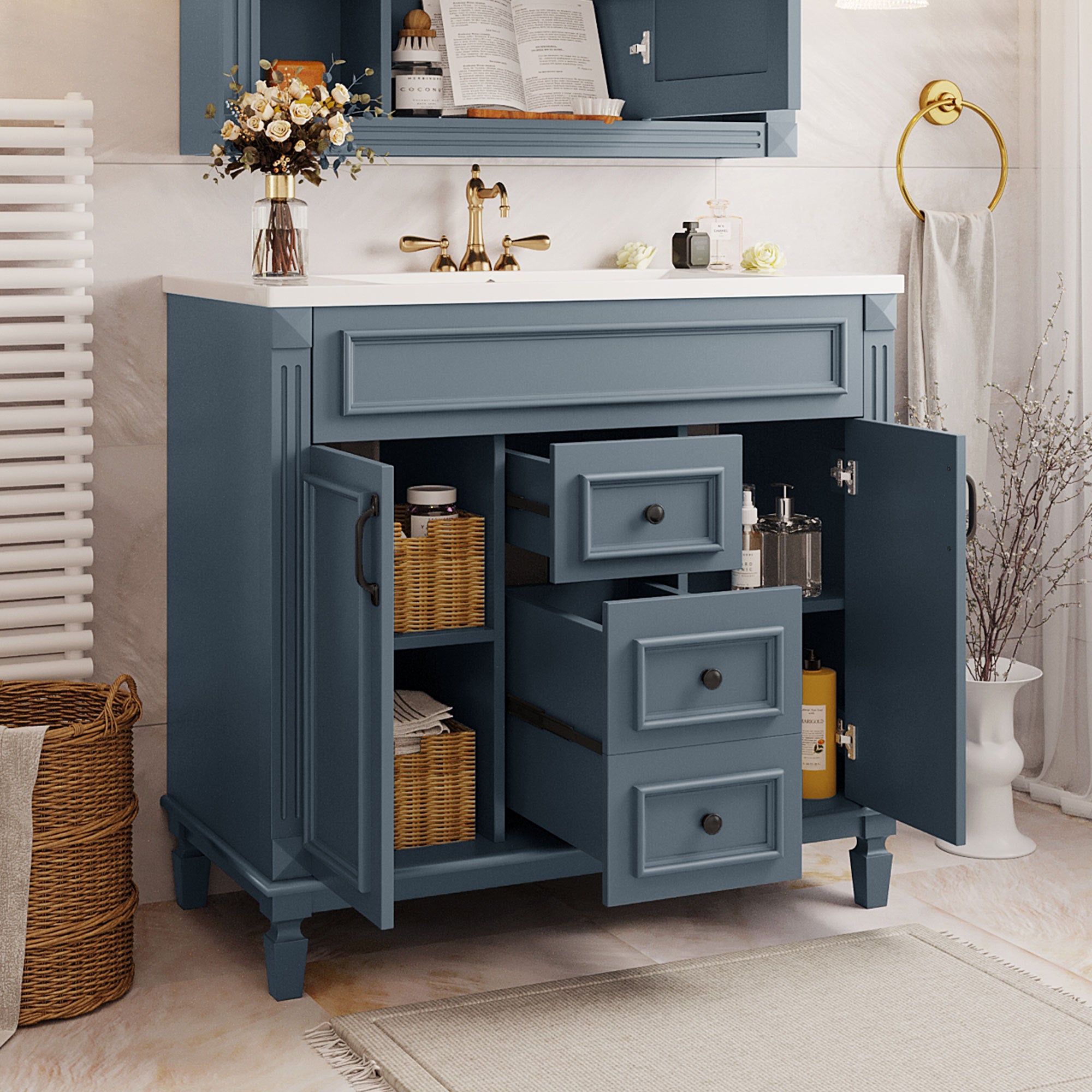 36" Modern Bathroom Vanity with Sink & Storage