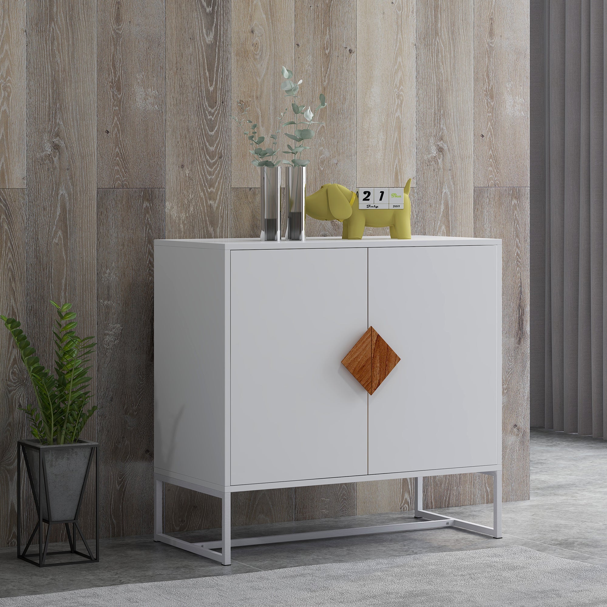 Square Sideboard: Solid Wood, 2 Doors