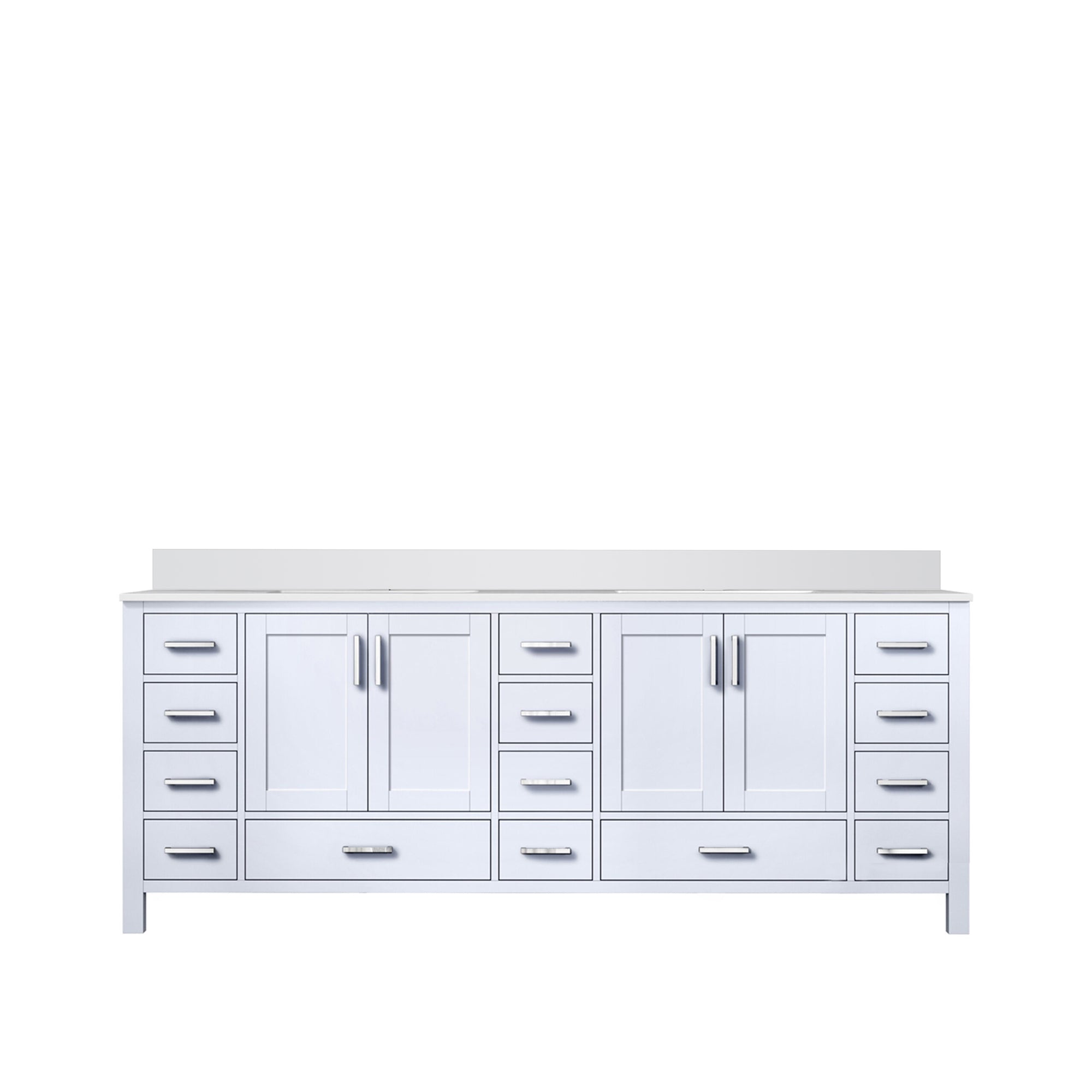 84" White Double Bath Vanity with Quartz Top