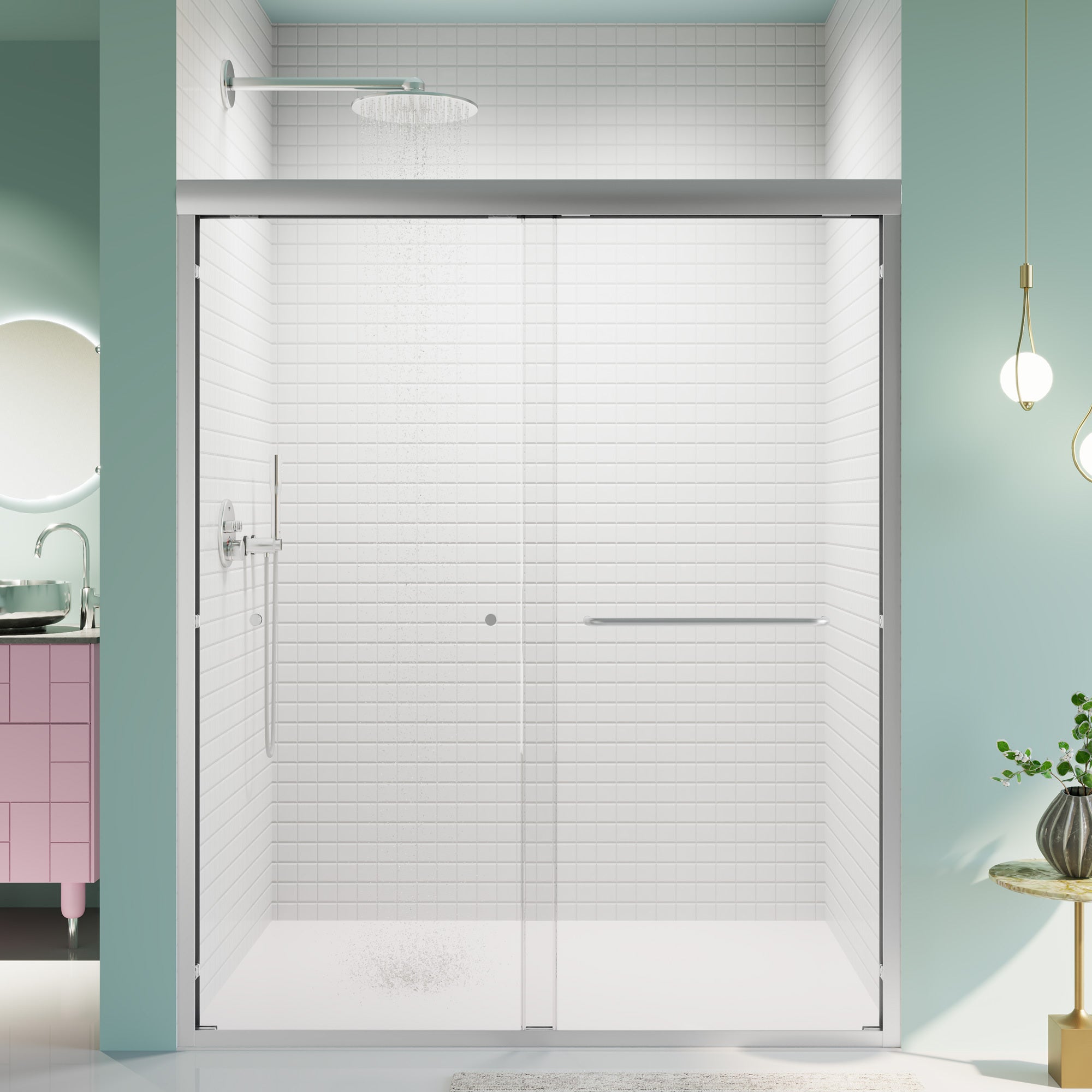 56-60"W x 72"H Frameless Shower Door - Chrome