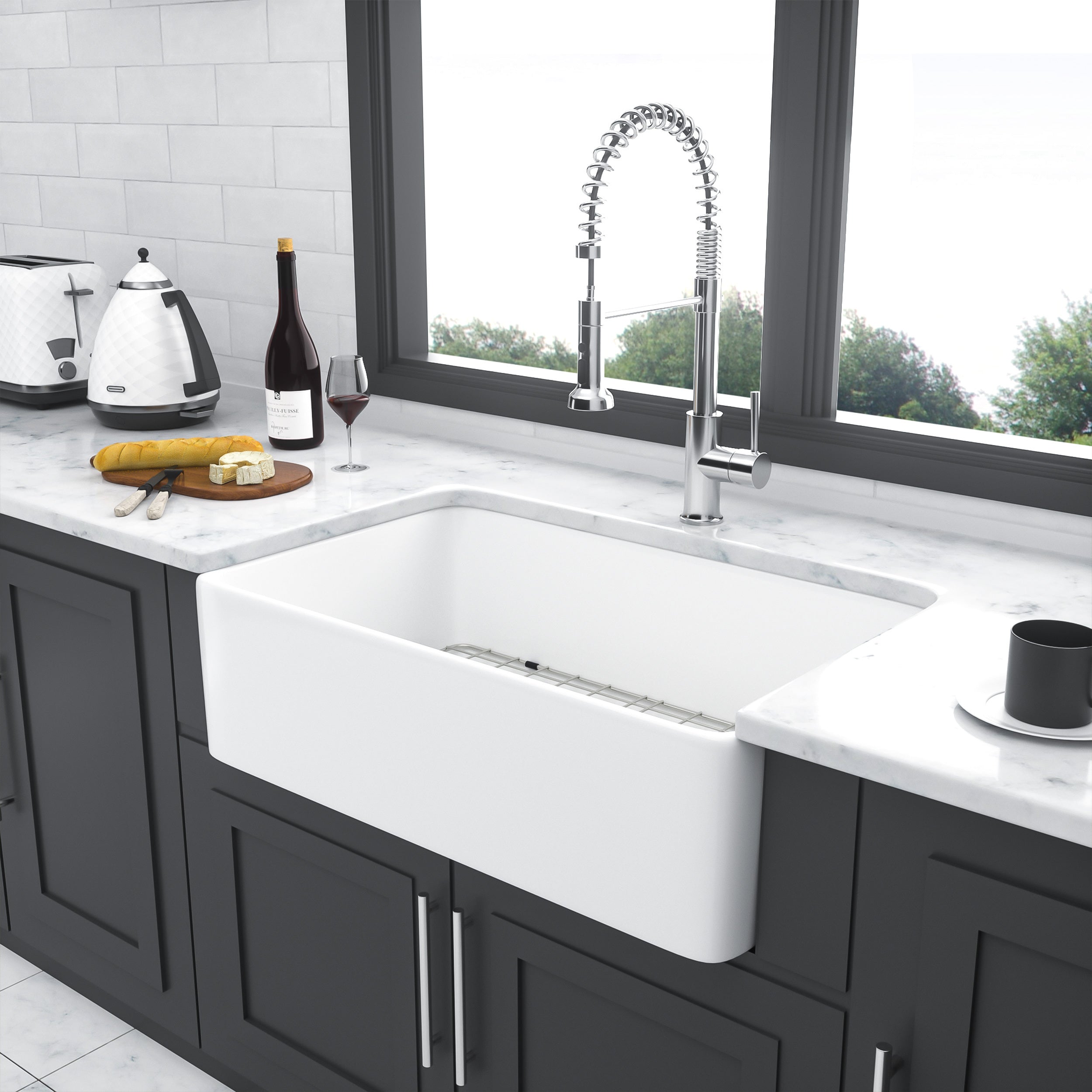 30" White Farmhouse Apron Front Kitchen Sink