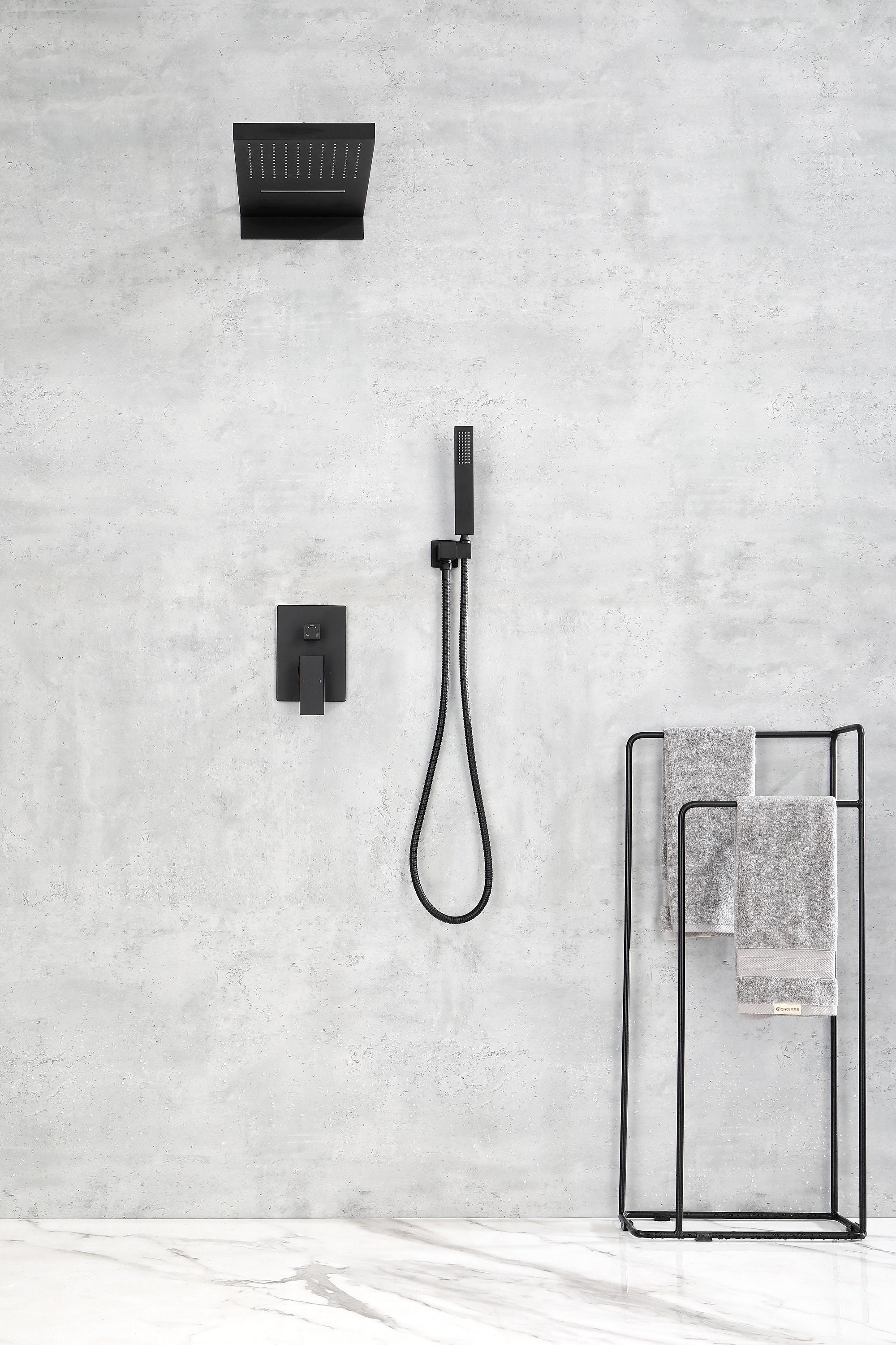 Rainfall Shower Head Set: Waterfall & Handheld