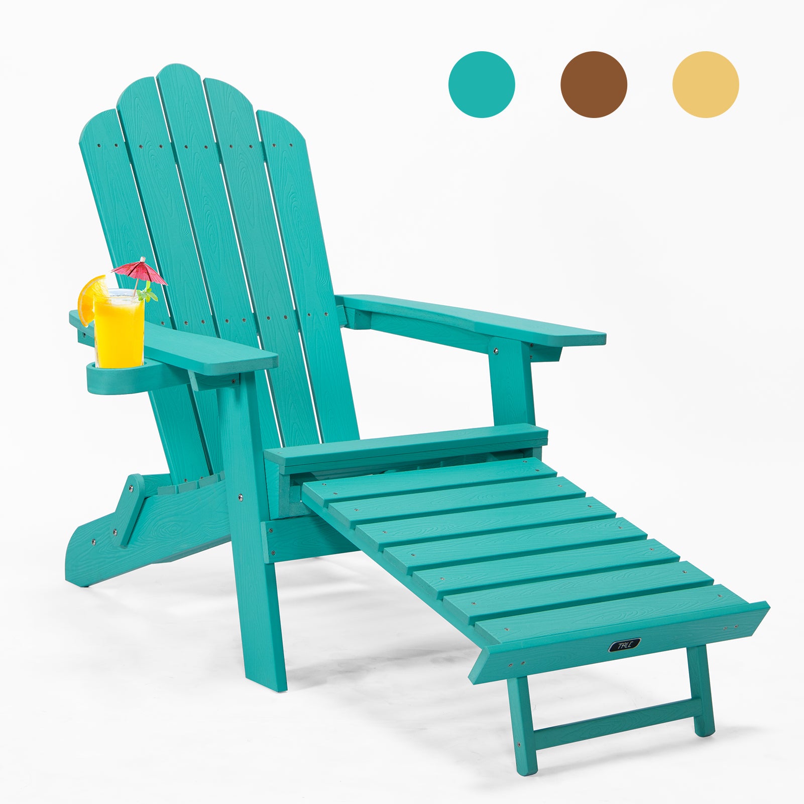 Oversized Green Adirondack Chair w/ Ottoman