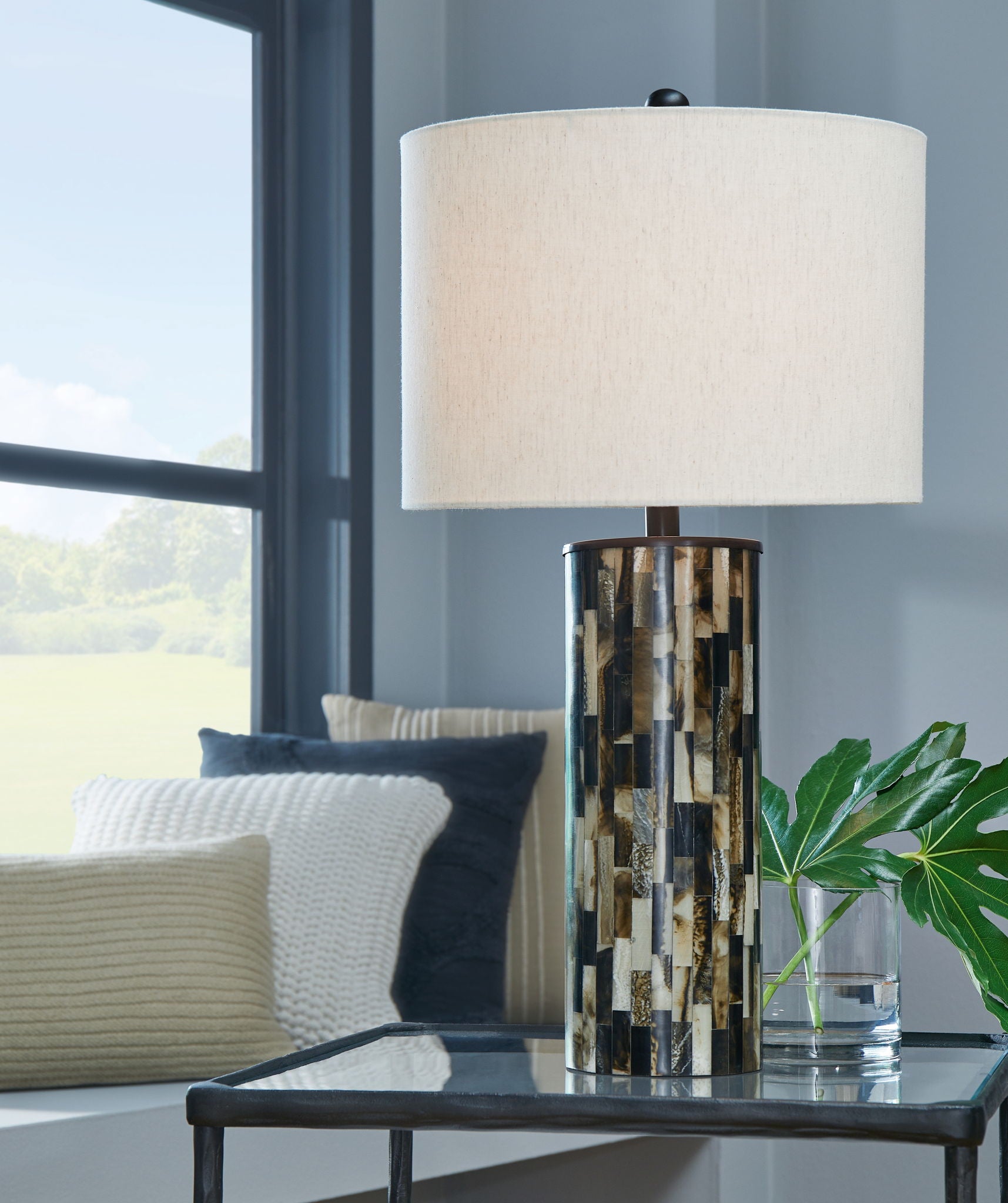 Ellford - Poly Table Lamp - Black / Brown / Cream