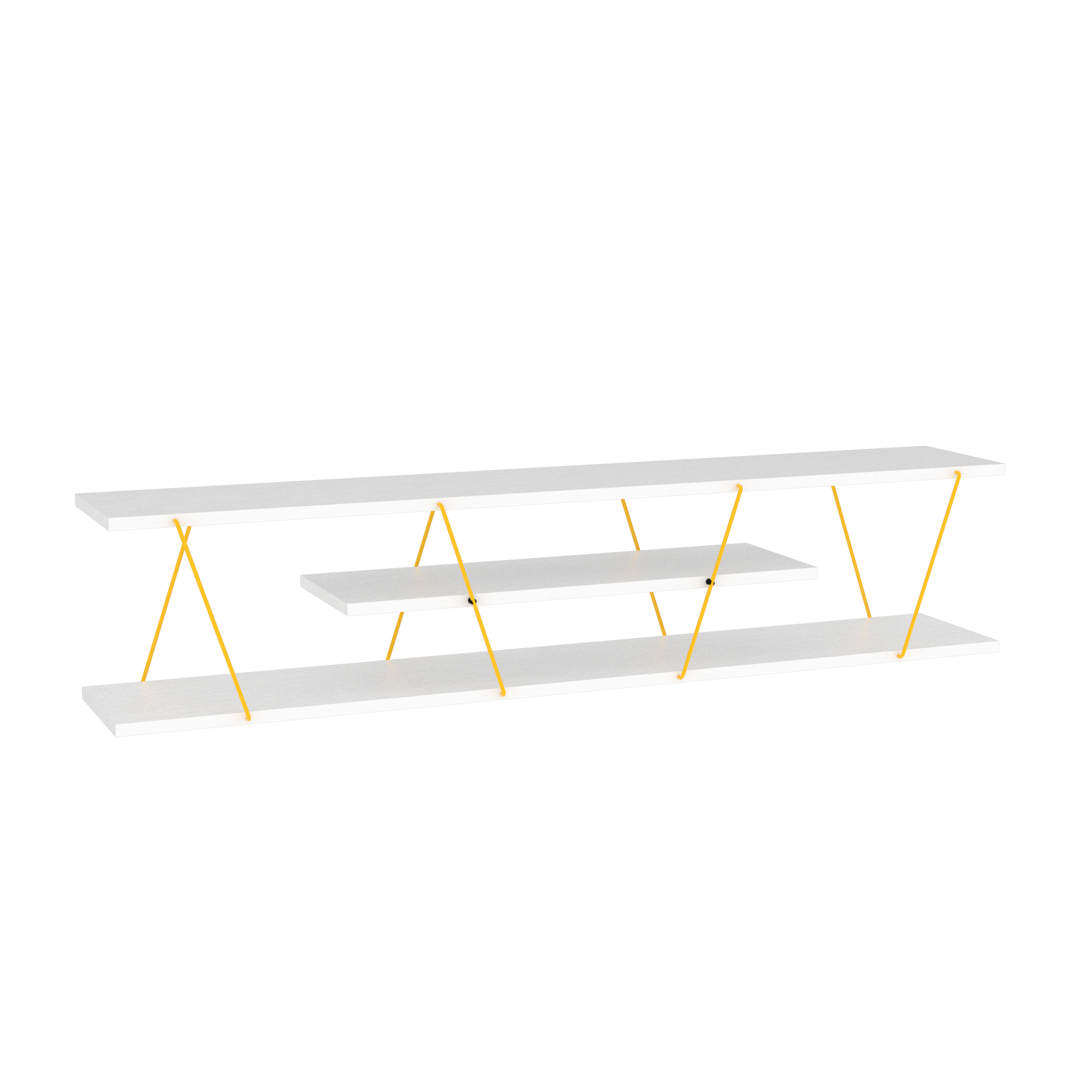 Tars Mid Century Modern TV Stand, 56", White/Yellow