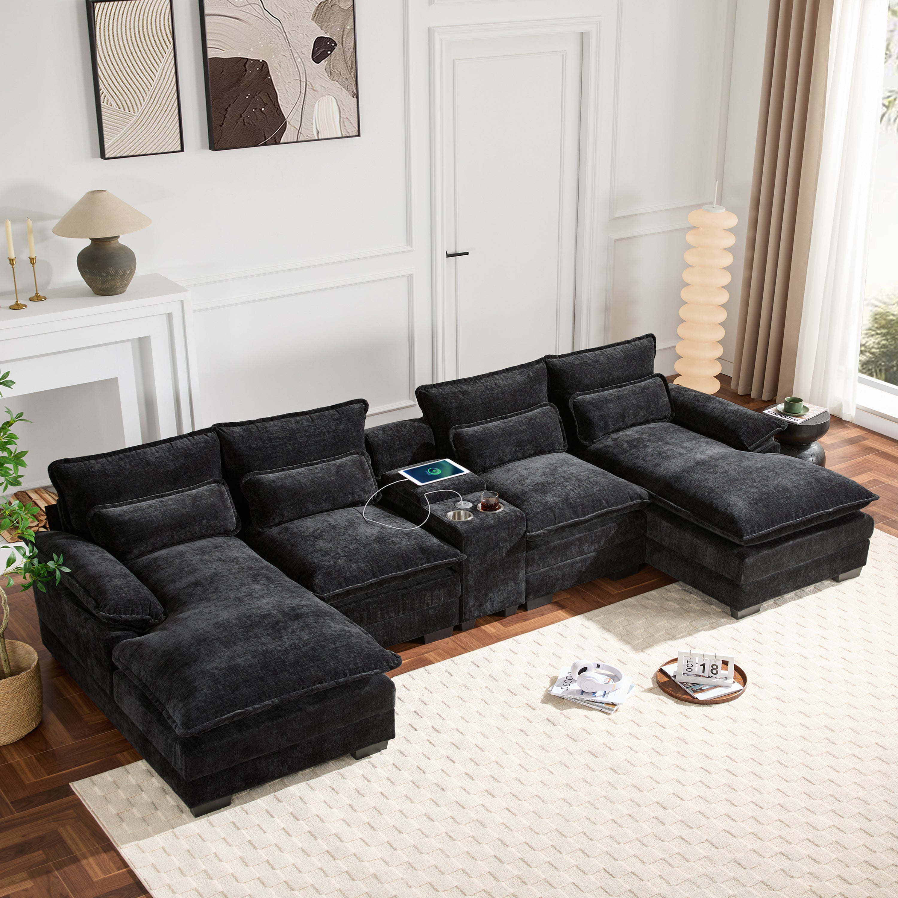 Modern U-Shaped Sectional Sofa with Chaise