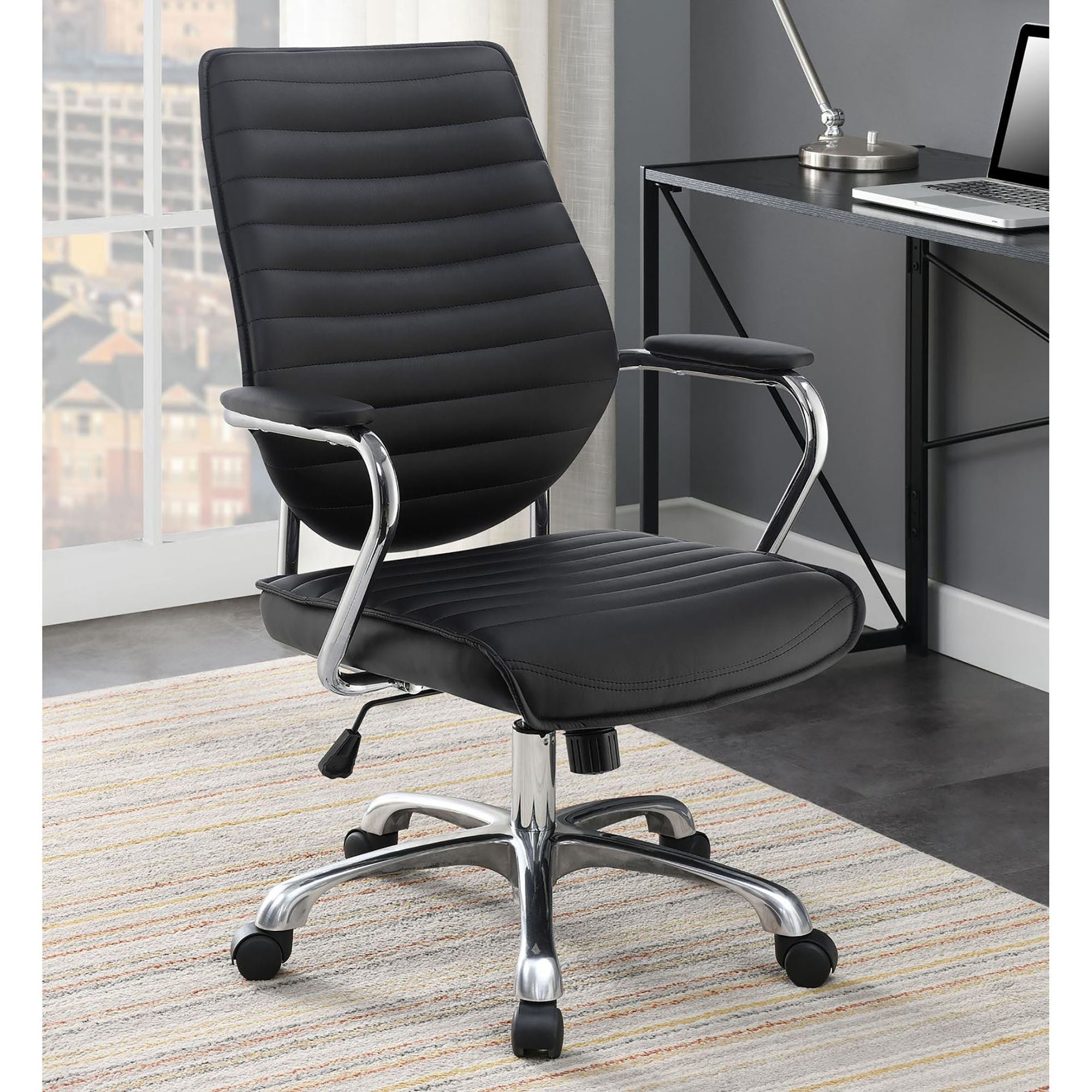 Black & Chrome Adjustable Swivel Office Chair