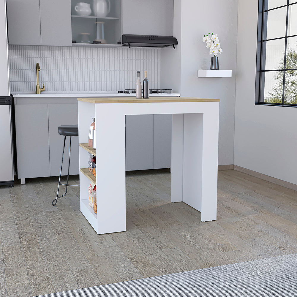 Portree Kitchen Island w/ 3-Side Shelves