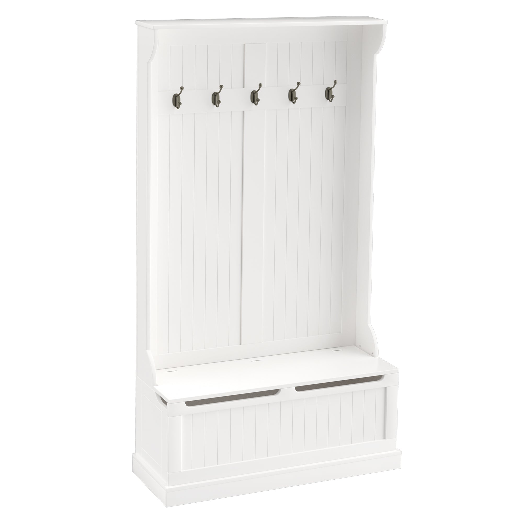 38" 3-in-1 Entryway Hall Tree, White