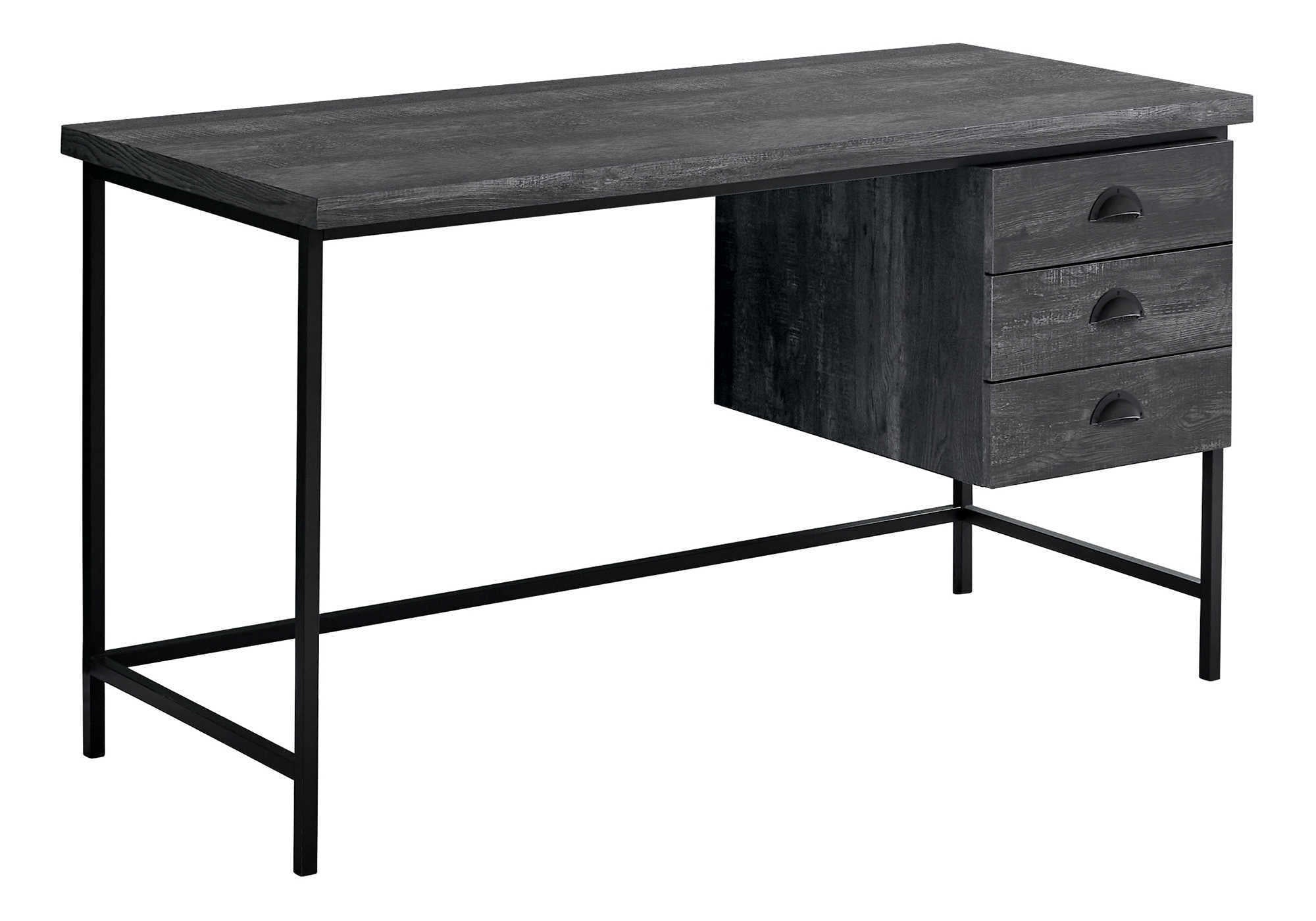 Modern 55" Black Computer Desk w/ Drawers | Home Office Desk