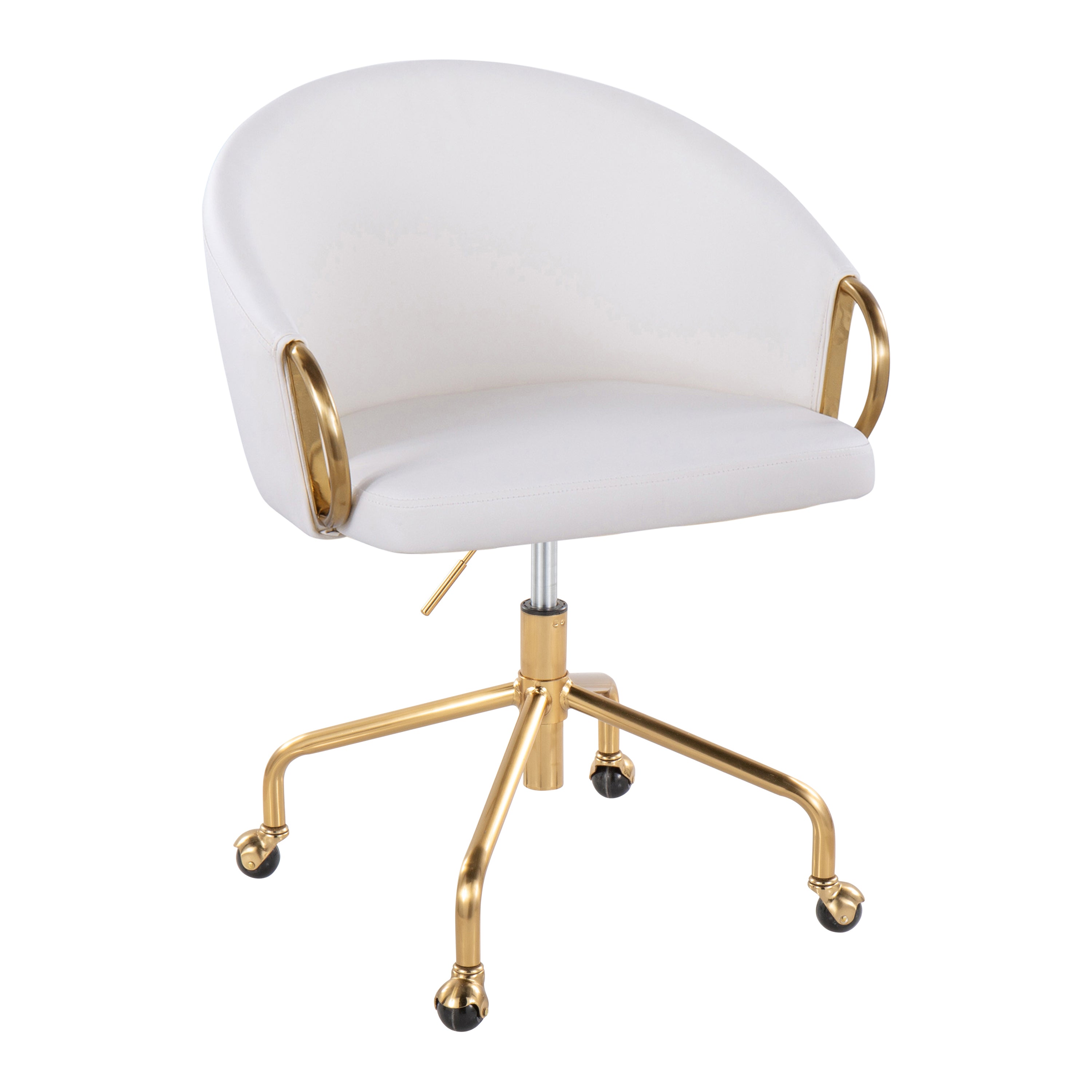 Claire Gold & White Task Chair | Contemporary Glam Office Chair