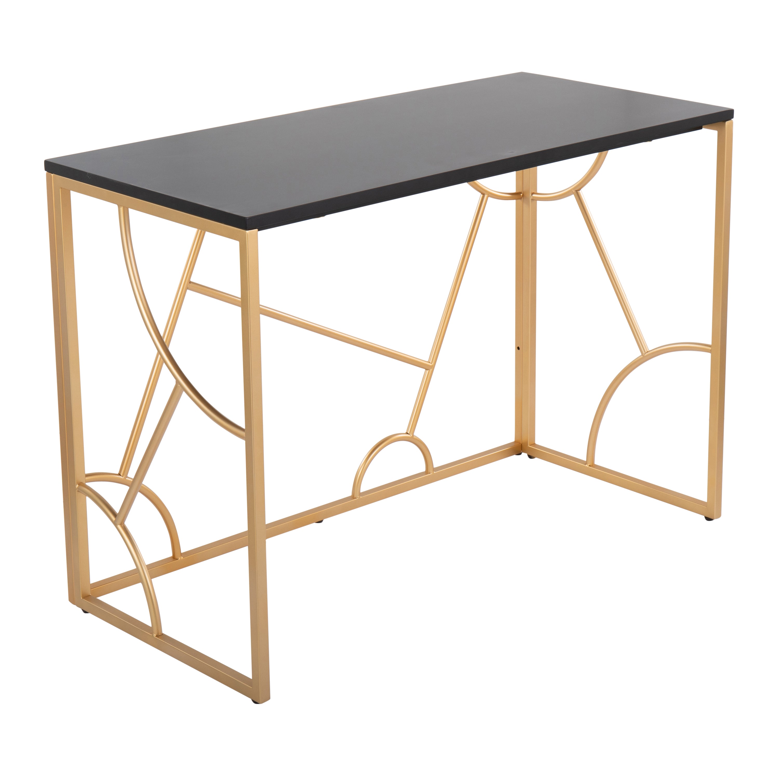 LumiSource Constellation Desk, Gold & Black Wood