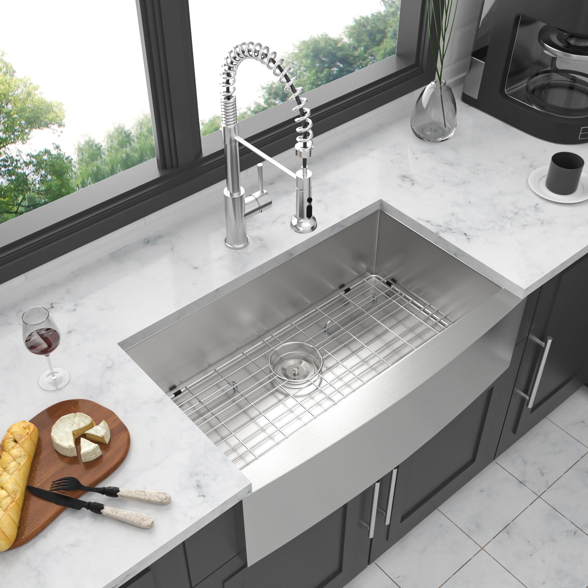 36" Farmhouse Apron Front Sink - Stainless Steel